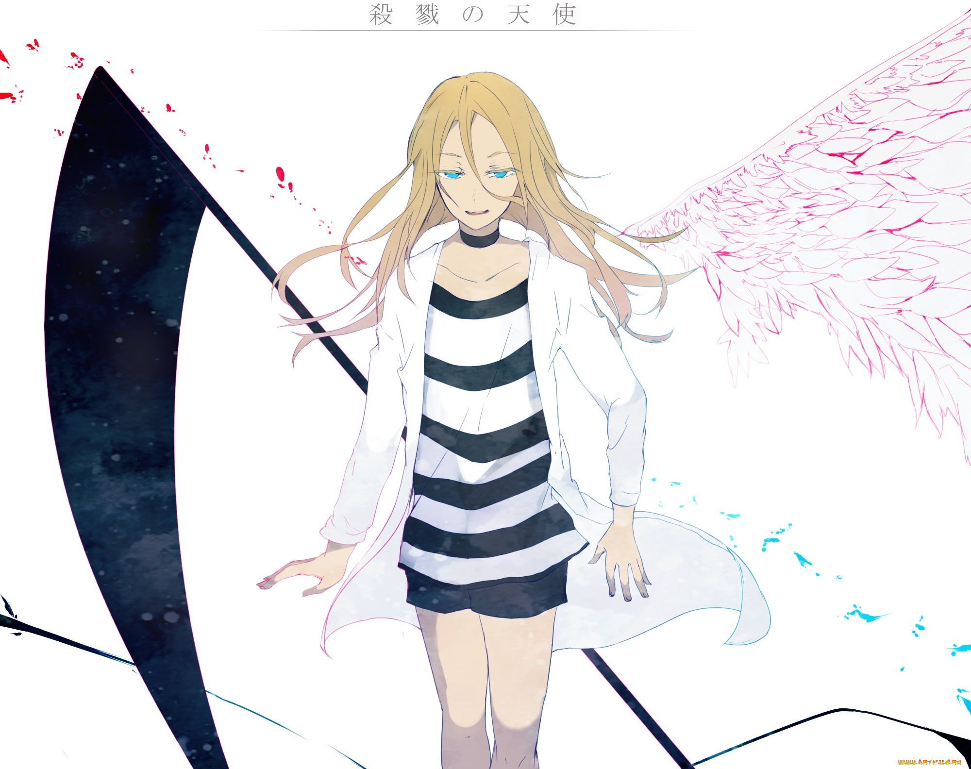 аниме, satsuriku, no, tenshi, девушка, коса