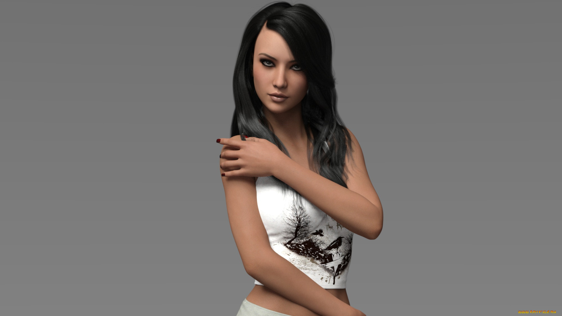 3д, графика, люди, , people, девушка, взгляд, фон