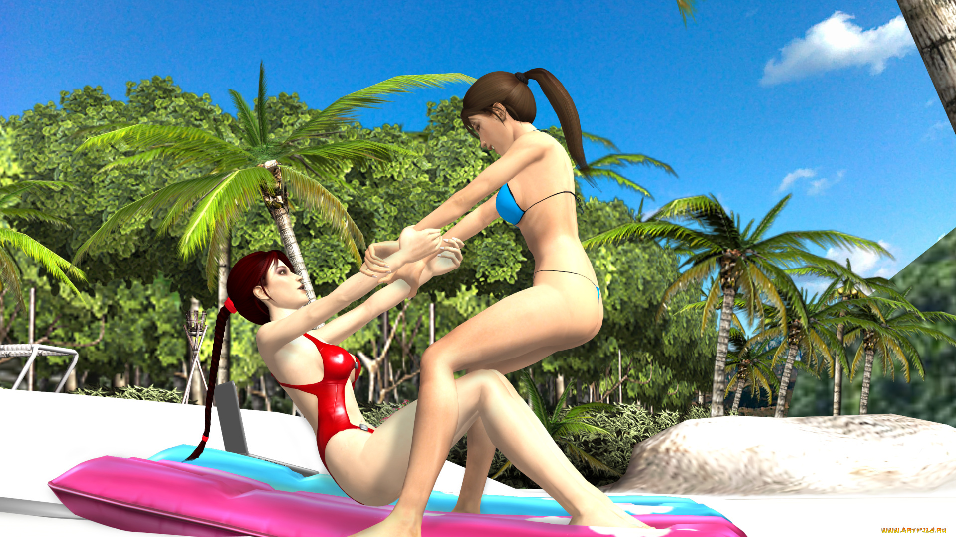 3д, графика, люди, , people, взгляд, девушки, фон, пляж