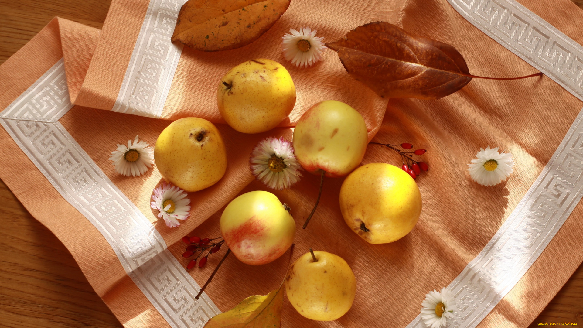 еда, Яблоки, осень, яблоки, груши, фрукты, красиво, натюрморт, салфетка