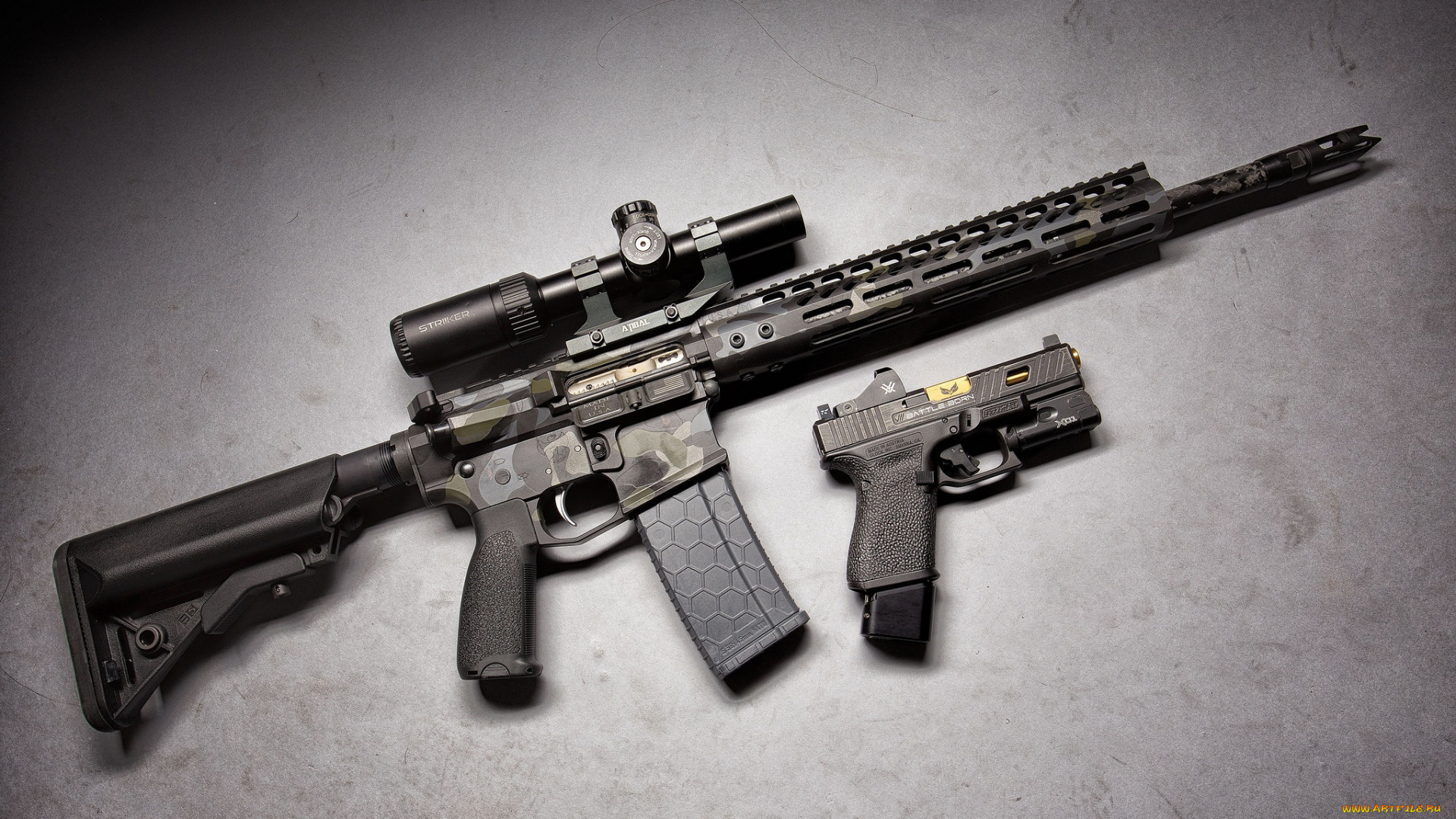 оружие, пистолет, оптика, glock, штурмовая, винтовка