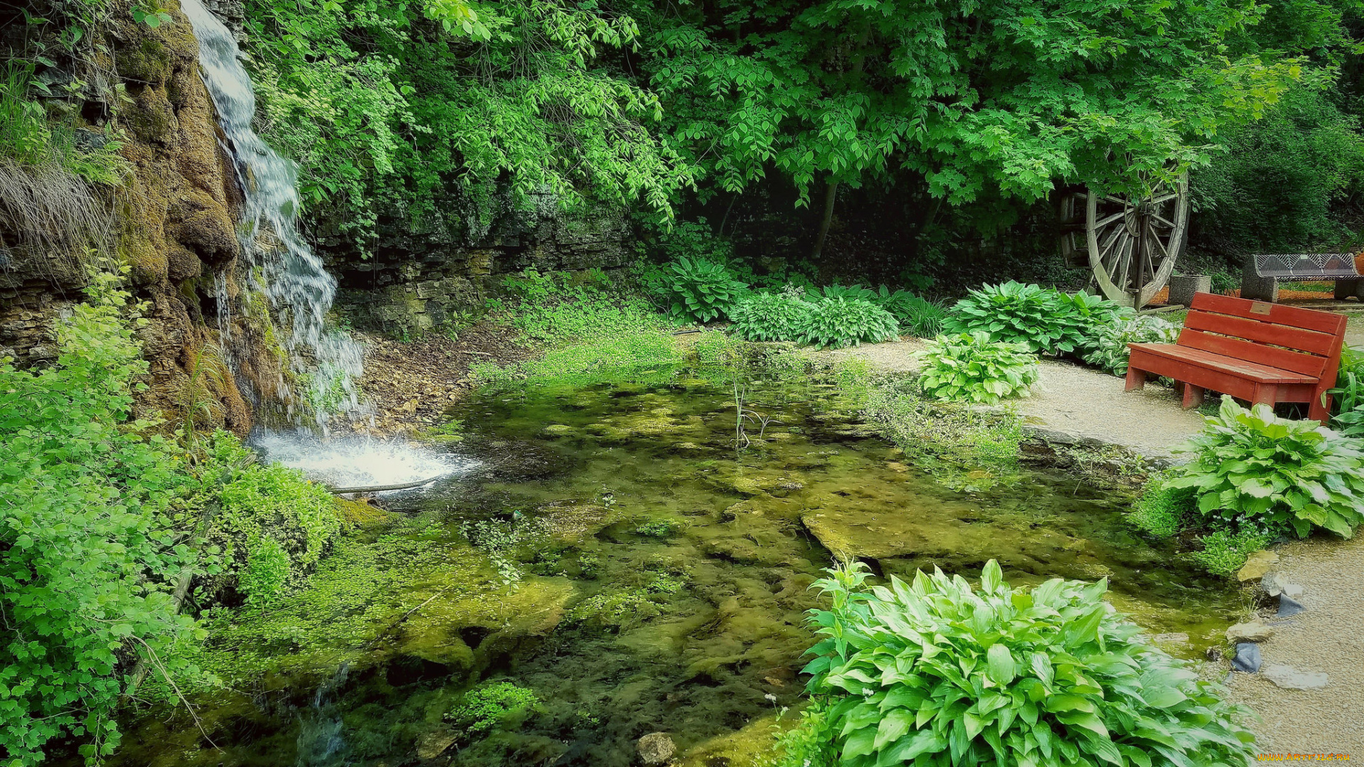 природа, водопады, водопад, река, лес