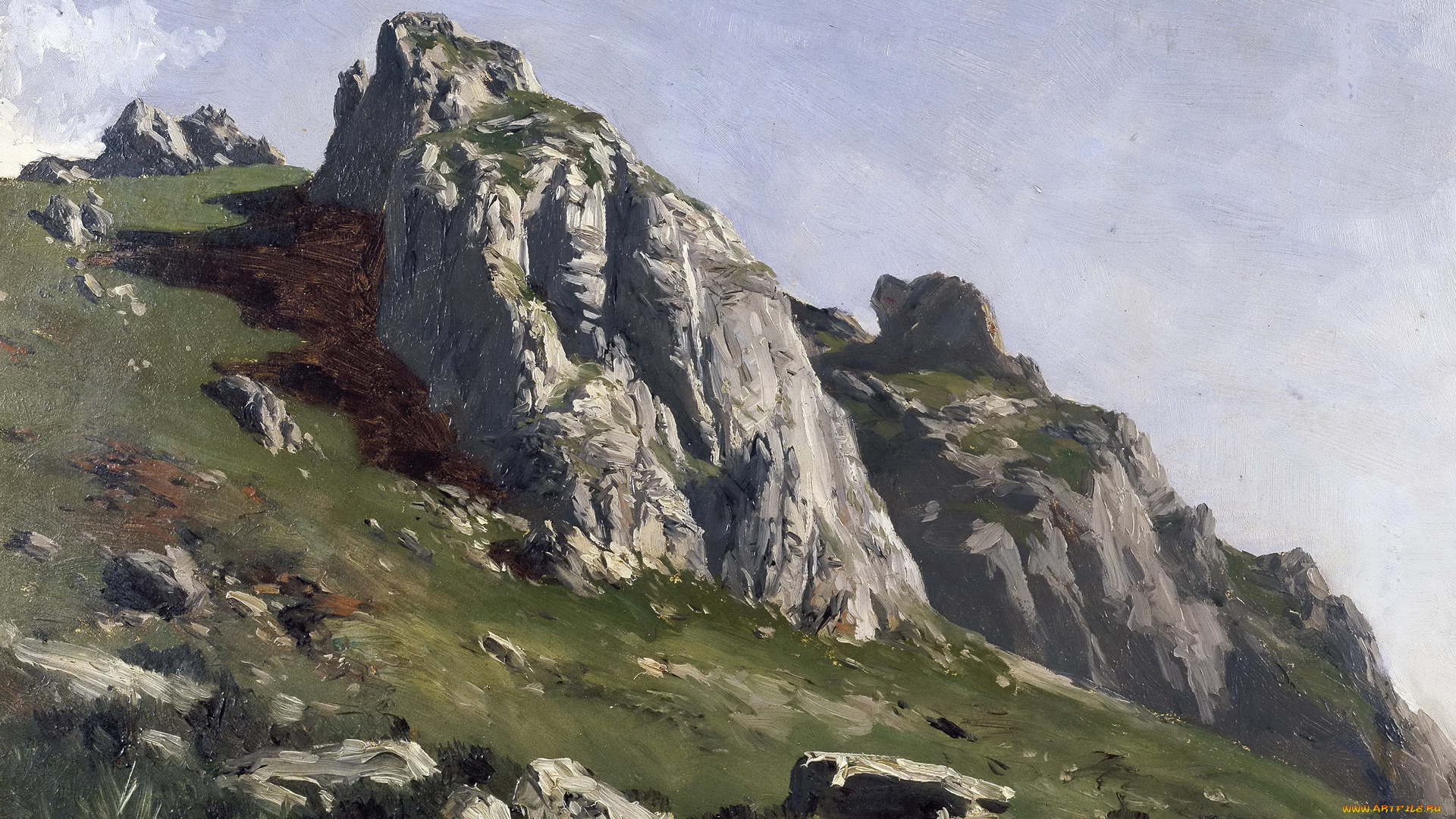 рисованное, природа, пикос, де, эуропа, картина, скалы, горы, пейзаж, карлос, хаэс, камни