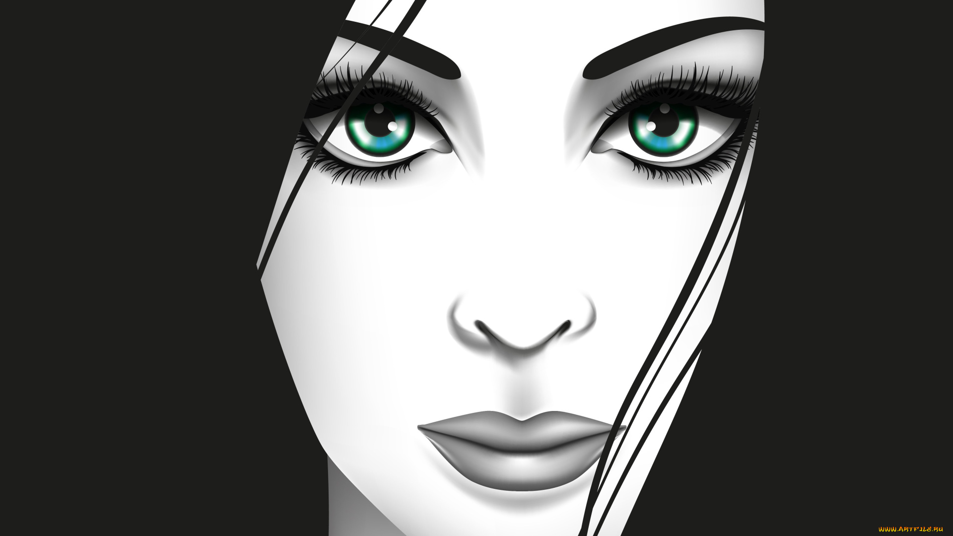 векторная, графика, люди, , people, зеленые, глаза, вектор, взгляд, девушка, лицо