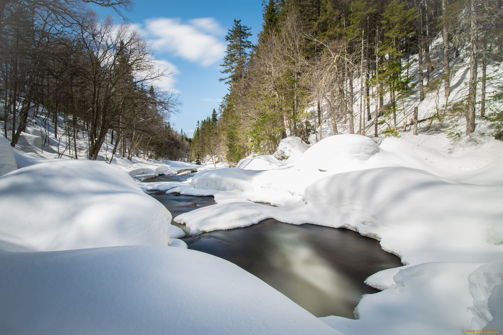 природа, зима, снег