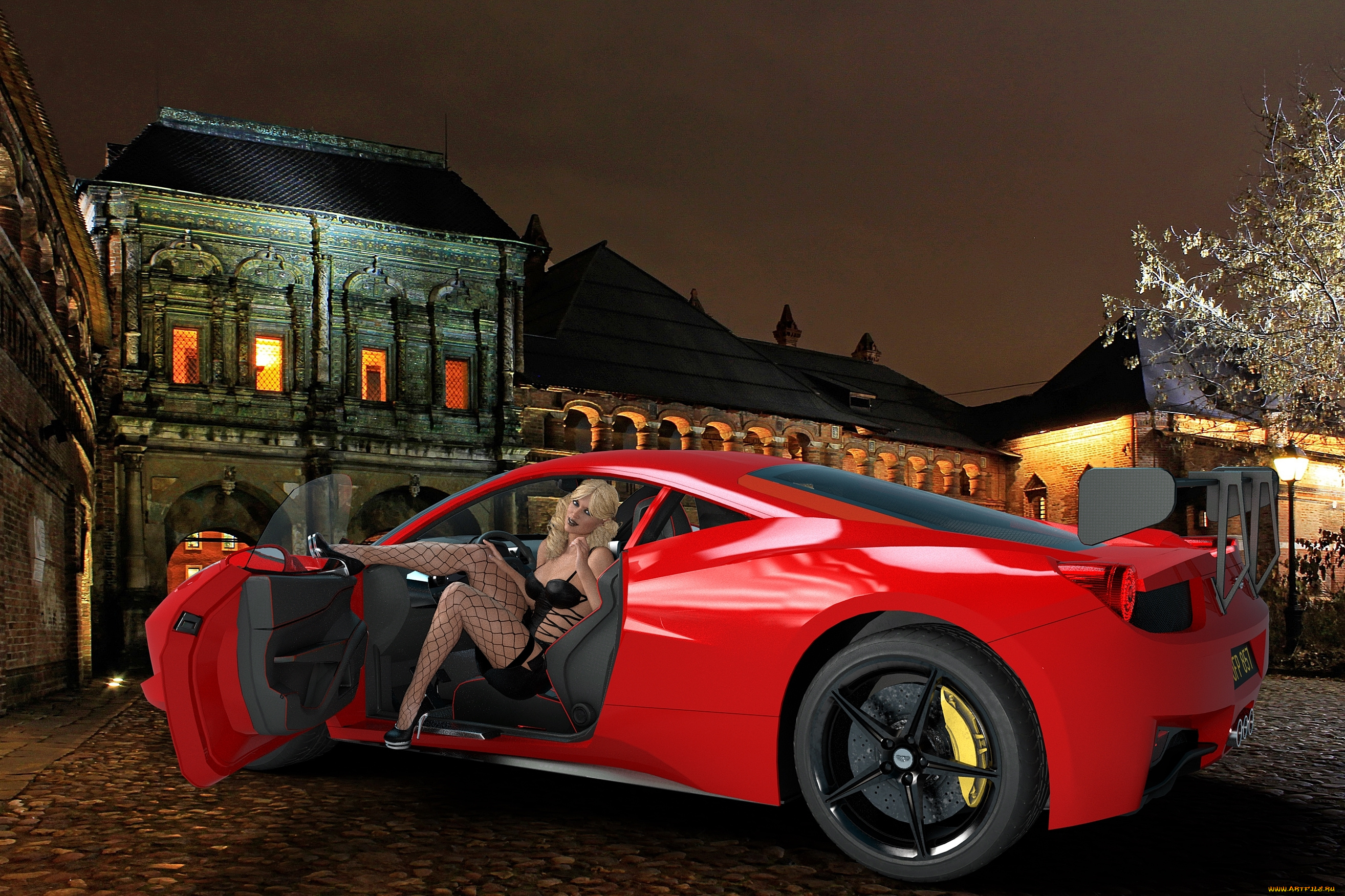 3д, графика, люди-авто, мото, , people-, car, , , moto, девушка, взгляд, фон