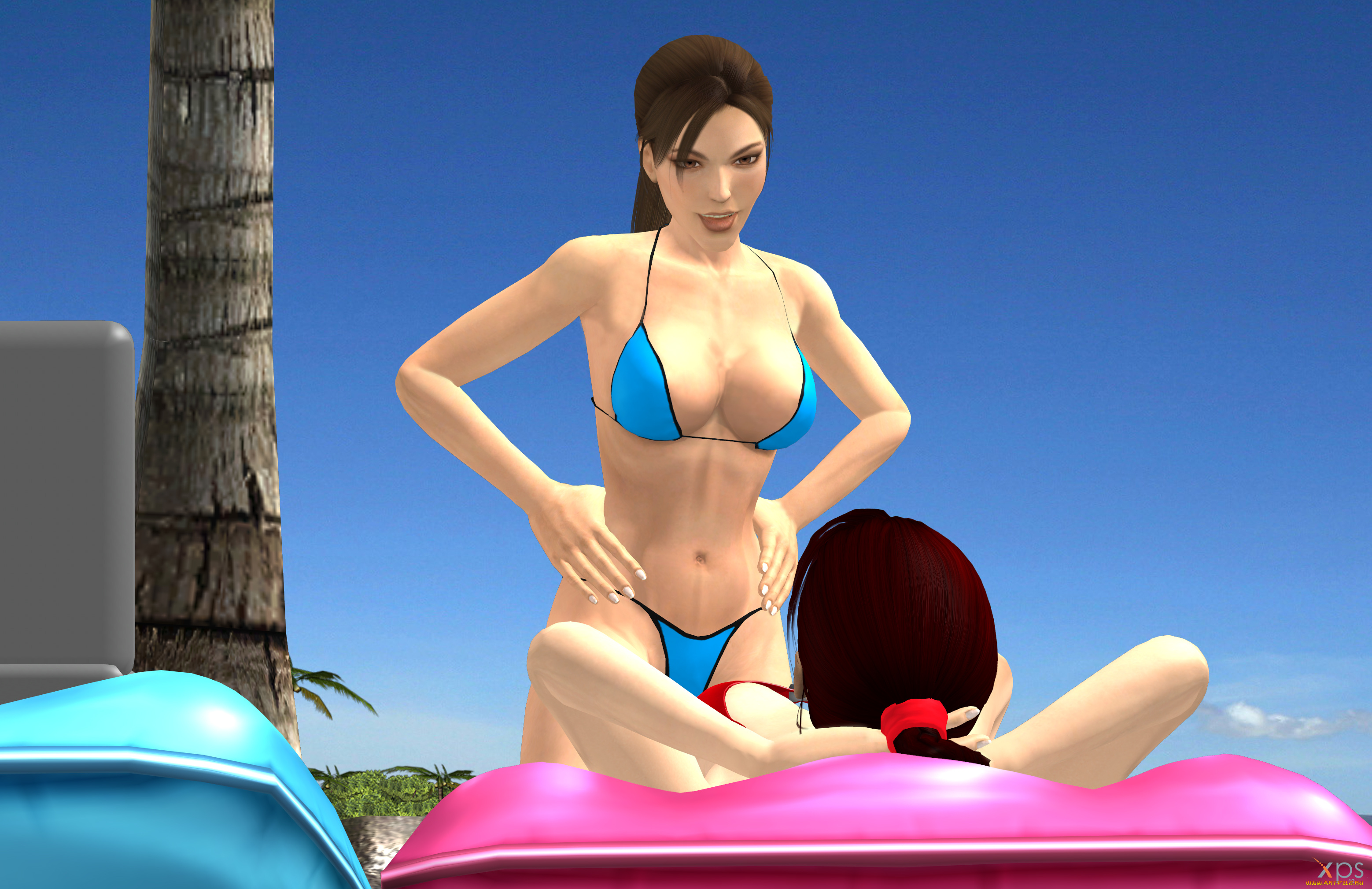 3д, графика, люди, , people, взгляд, девушки, пляж, фон