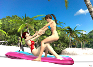 обоя 3д графика, люди , people, взгляд, девушки, фон, пляж