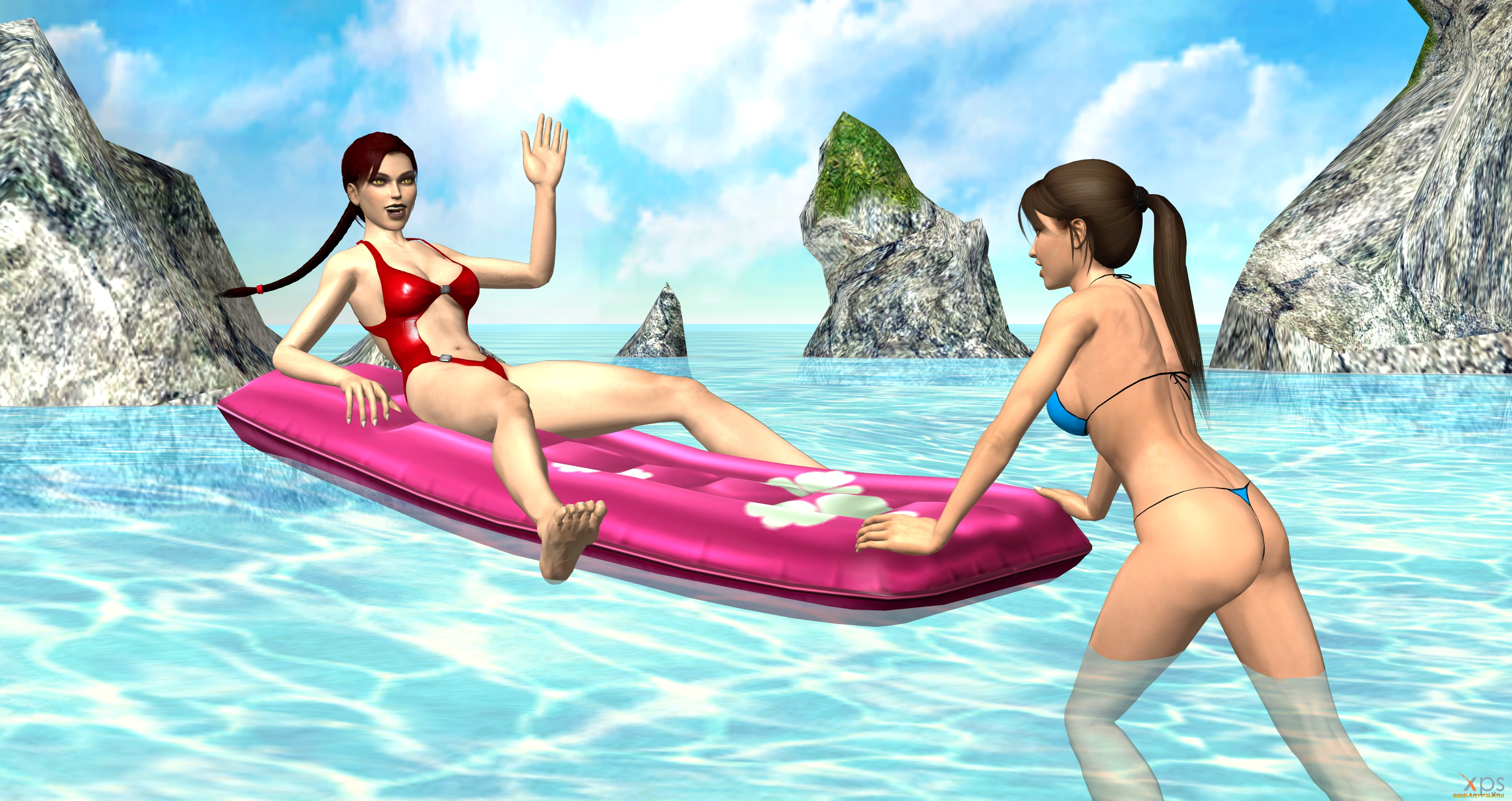 3д, графика, люди, , people, фон, девушки, взгляд, пляж