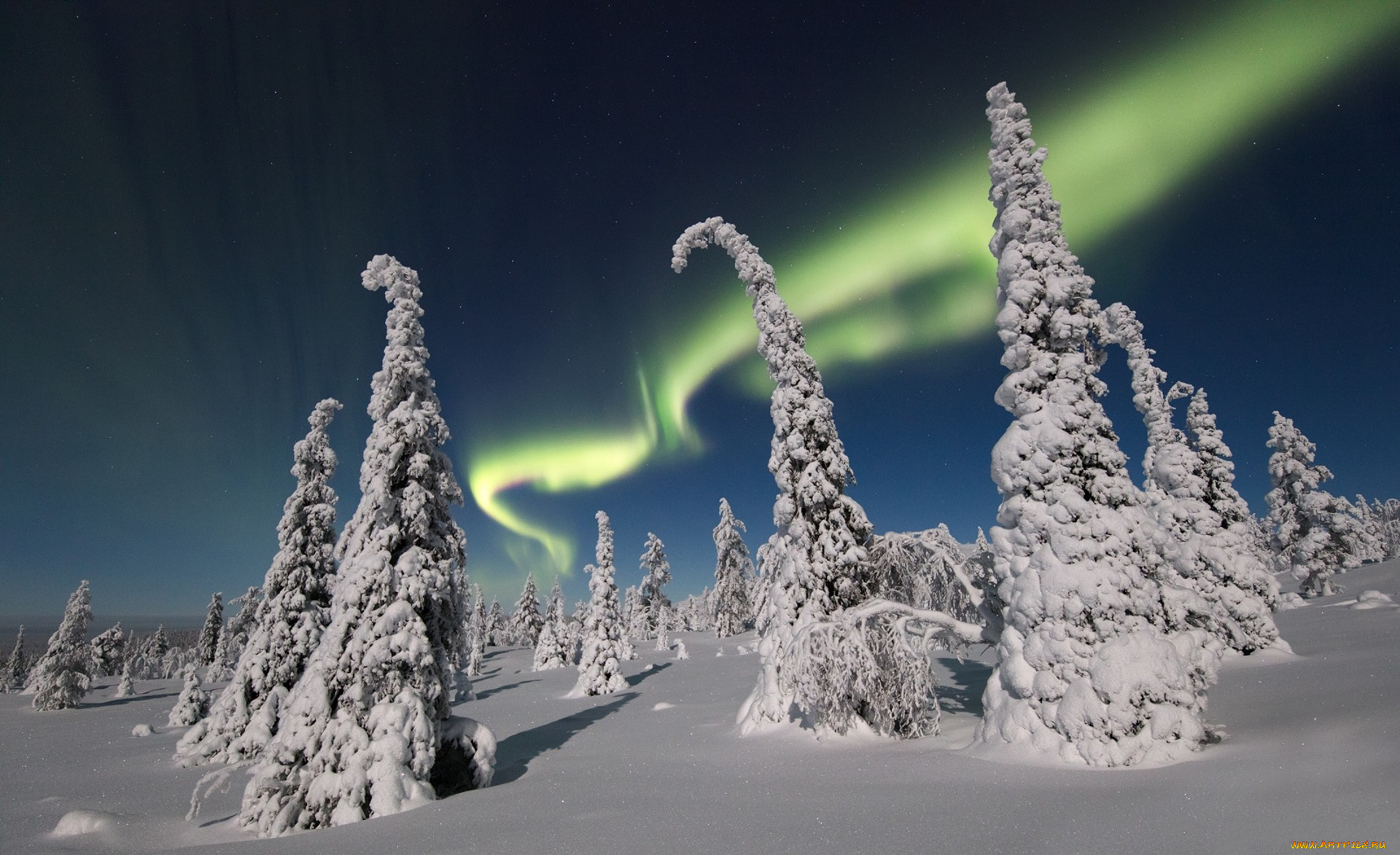 природа, северное, сияние, простор