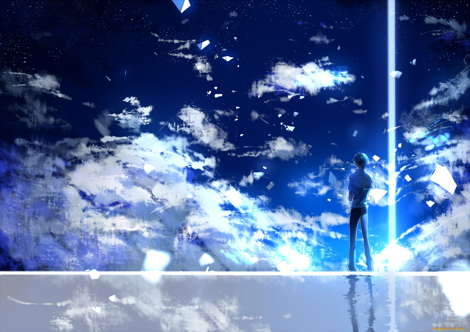 аниме, пейзажи, , природа, парень