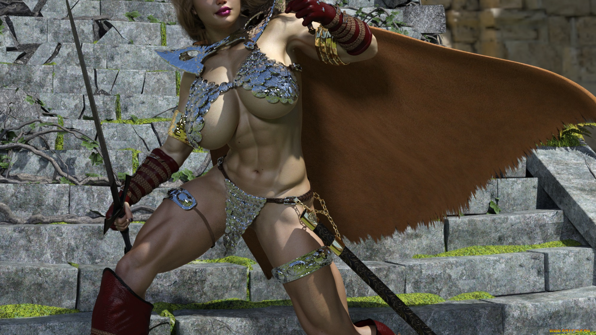 3д, графика, фантазия, , fantasy, девушка, взгляд, фон