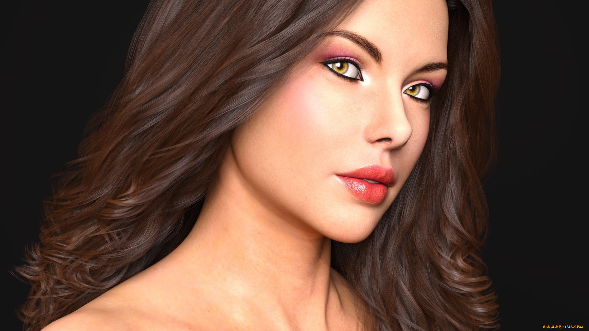 3д, графика, портрет, , portraits, девушка, взгляд, фон