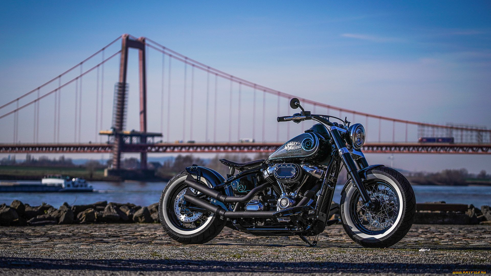 harley, davidson, мотоциклы, customs, хром, мост, байк, модифицированный, мотоцикл, harley, davidson