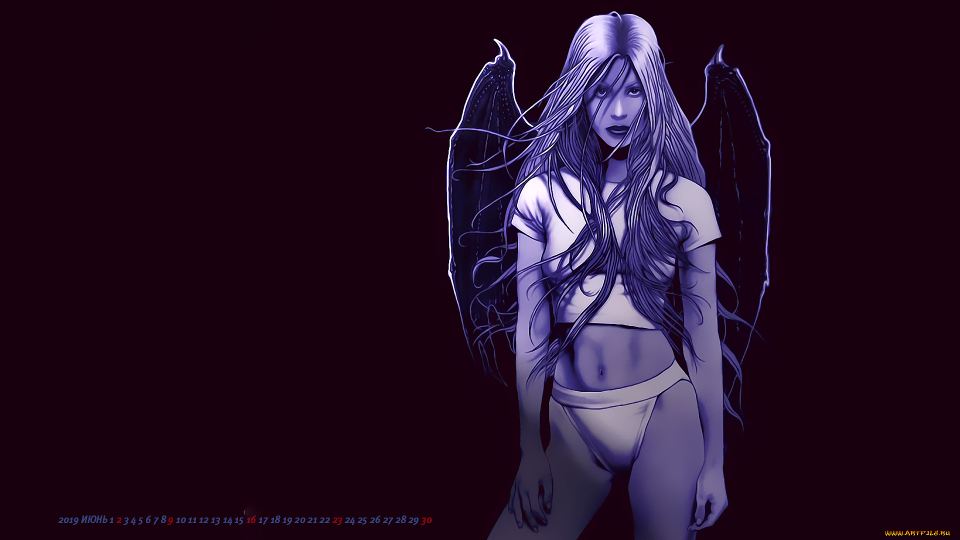 календари, фэнтези, девушка, взгляд, calendar, крылья