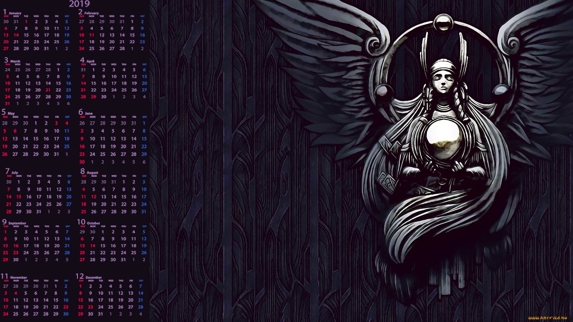 календари, фэнтези, женщина, ангел, крылья, calendar