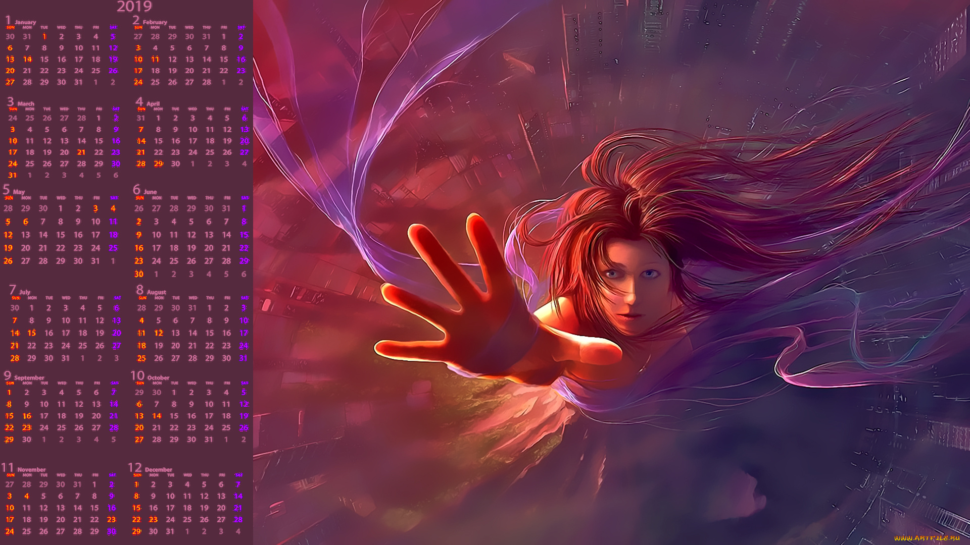 календари, фэнтези, жест, девушка, calendar