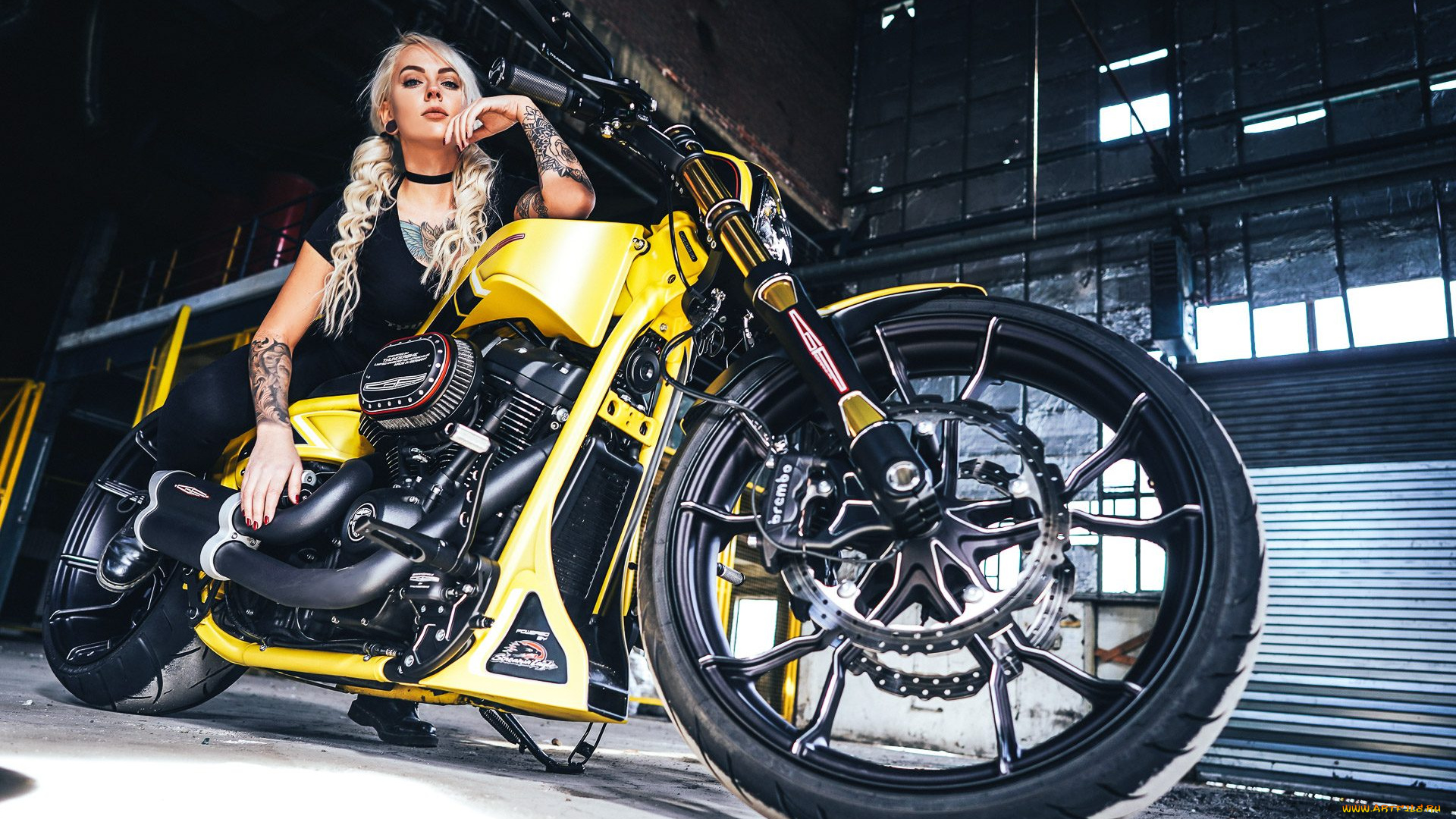 мотоциклы, мото, с, девушкой, фон, взгляд, девушка