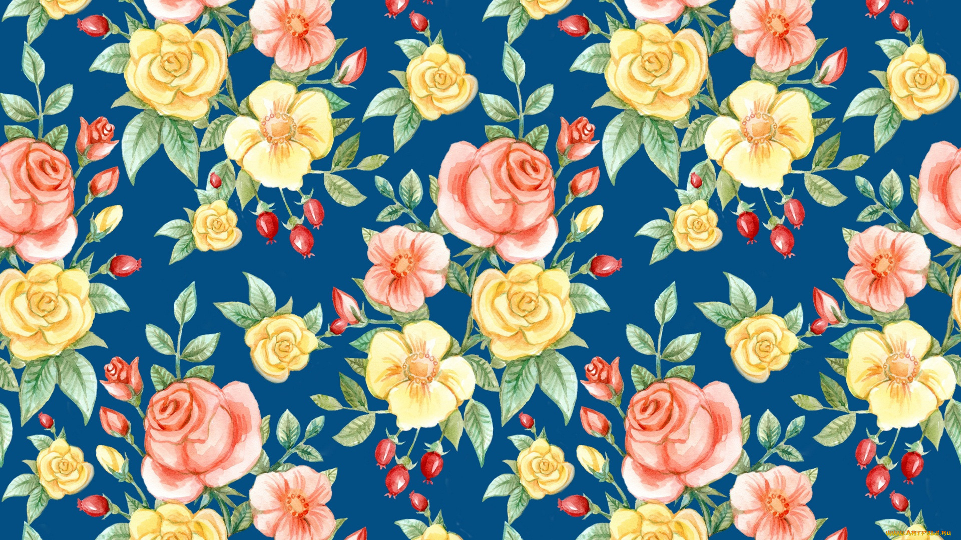 рисованное, цветы, розы, бутоны, шиповник