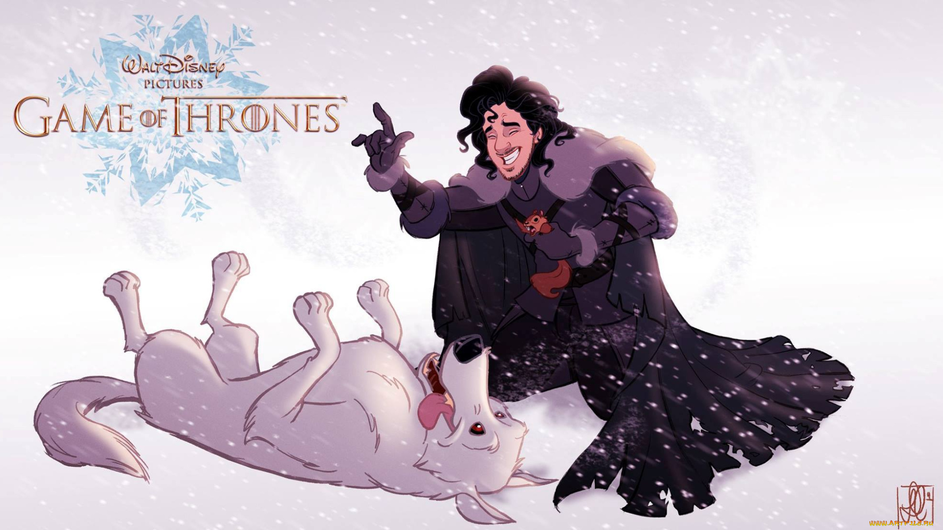 рисованное, кино, призрак, снег, белка, джог, сноу, лютоволк