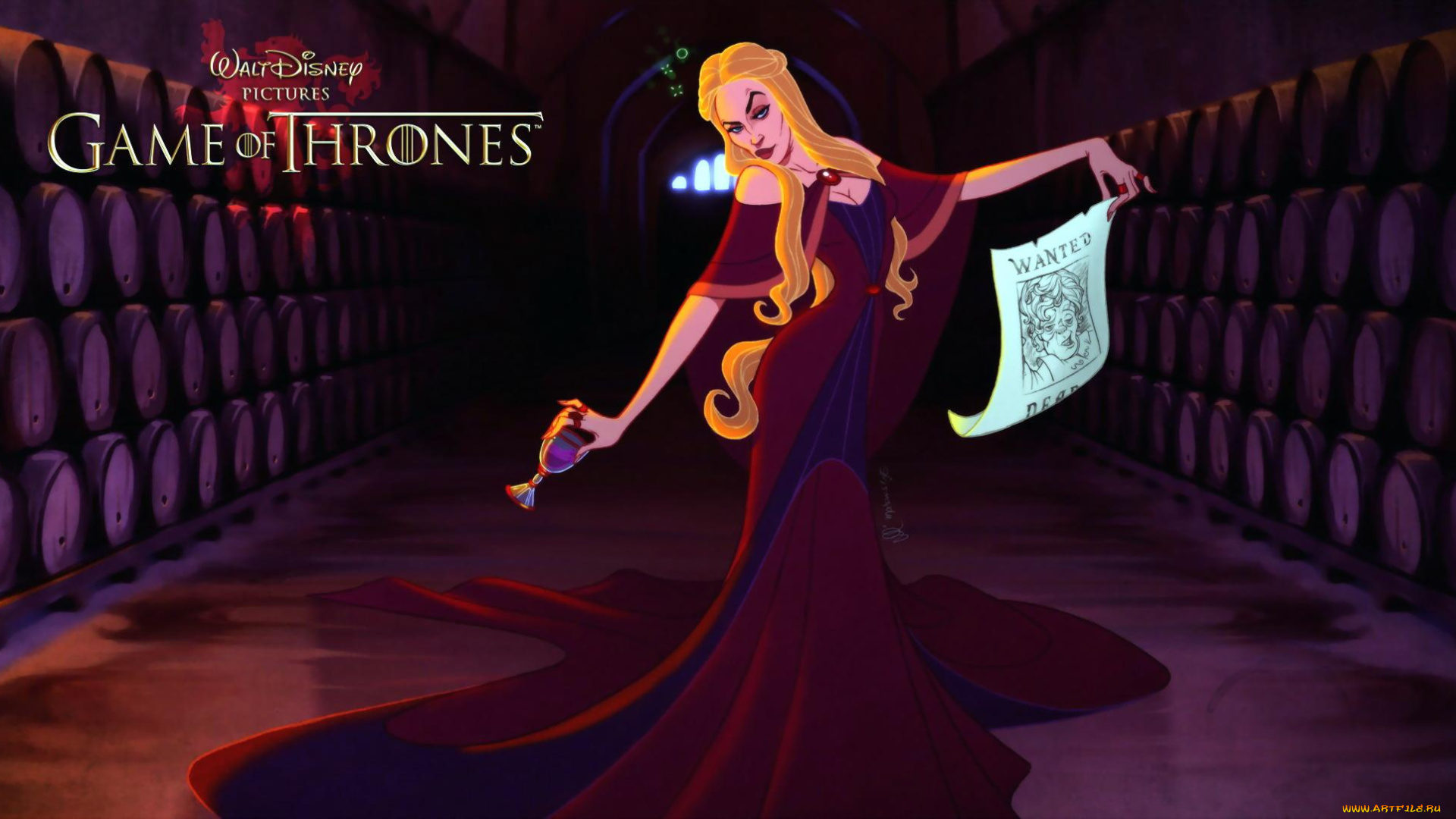 рисованное, кино, серсея, бокал, бумага, бочки, вино