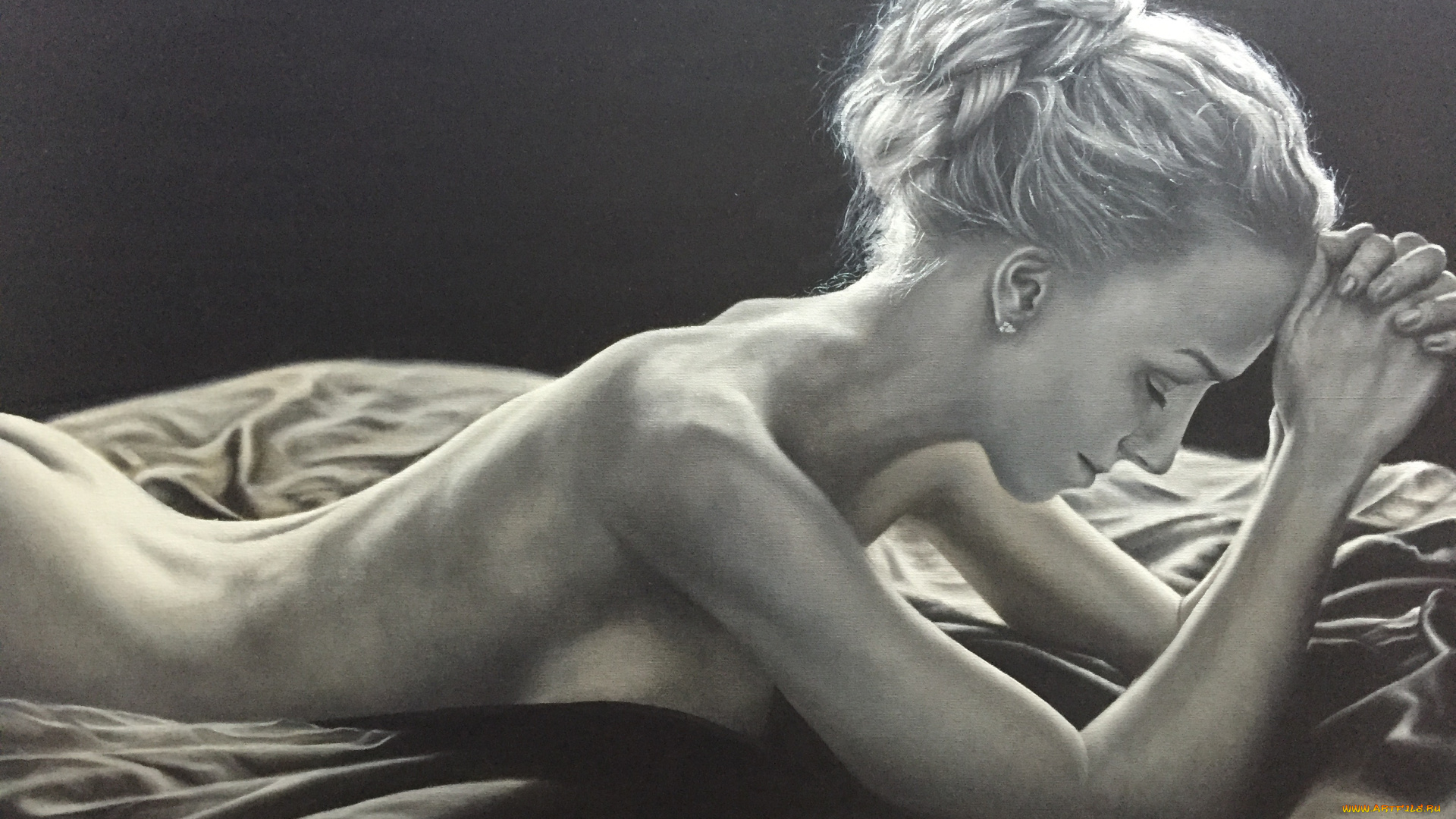 рисованное, люди, фон, девушка