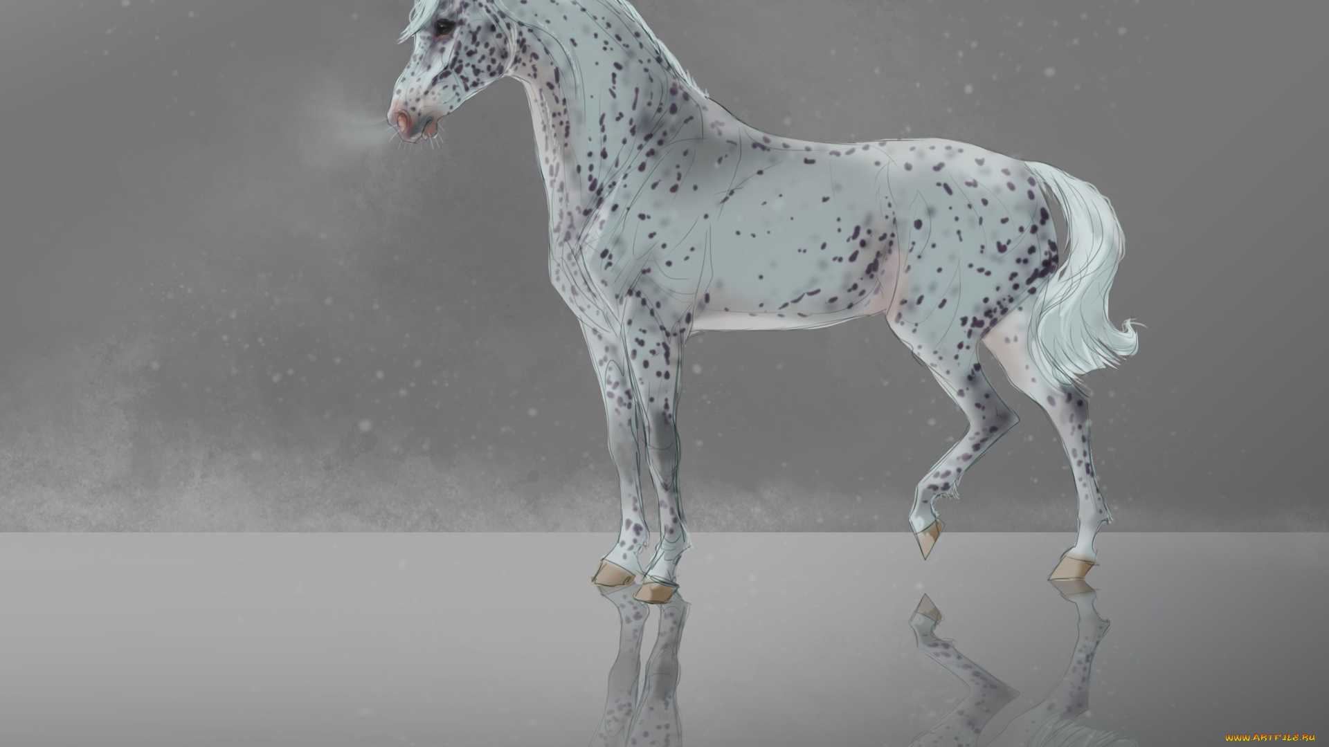 рисованное, животные, , лошади, лошадь