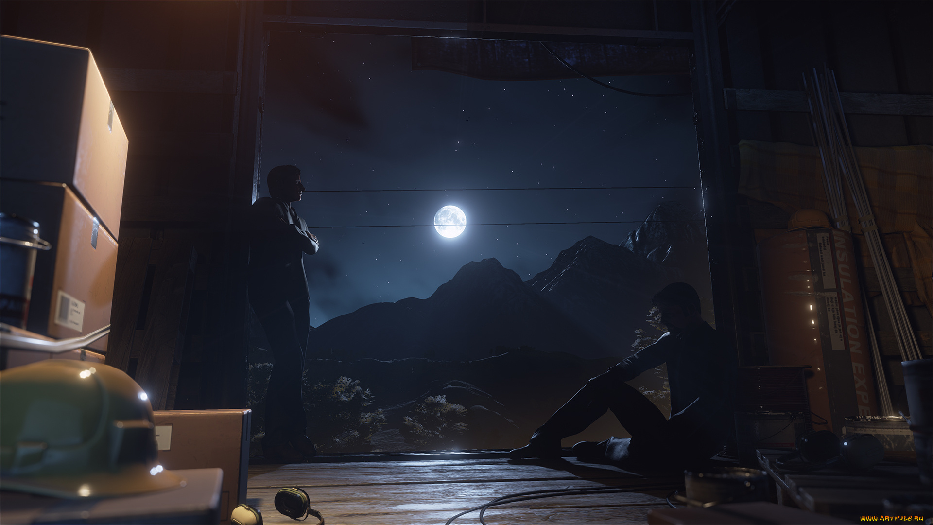 видео, игры, a, way, out, ящики, ночь, горы, луна, парни