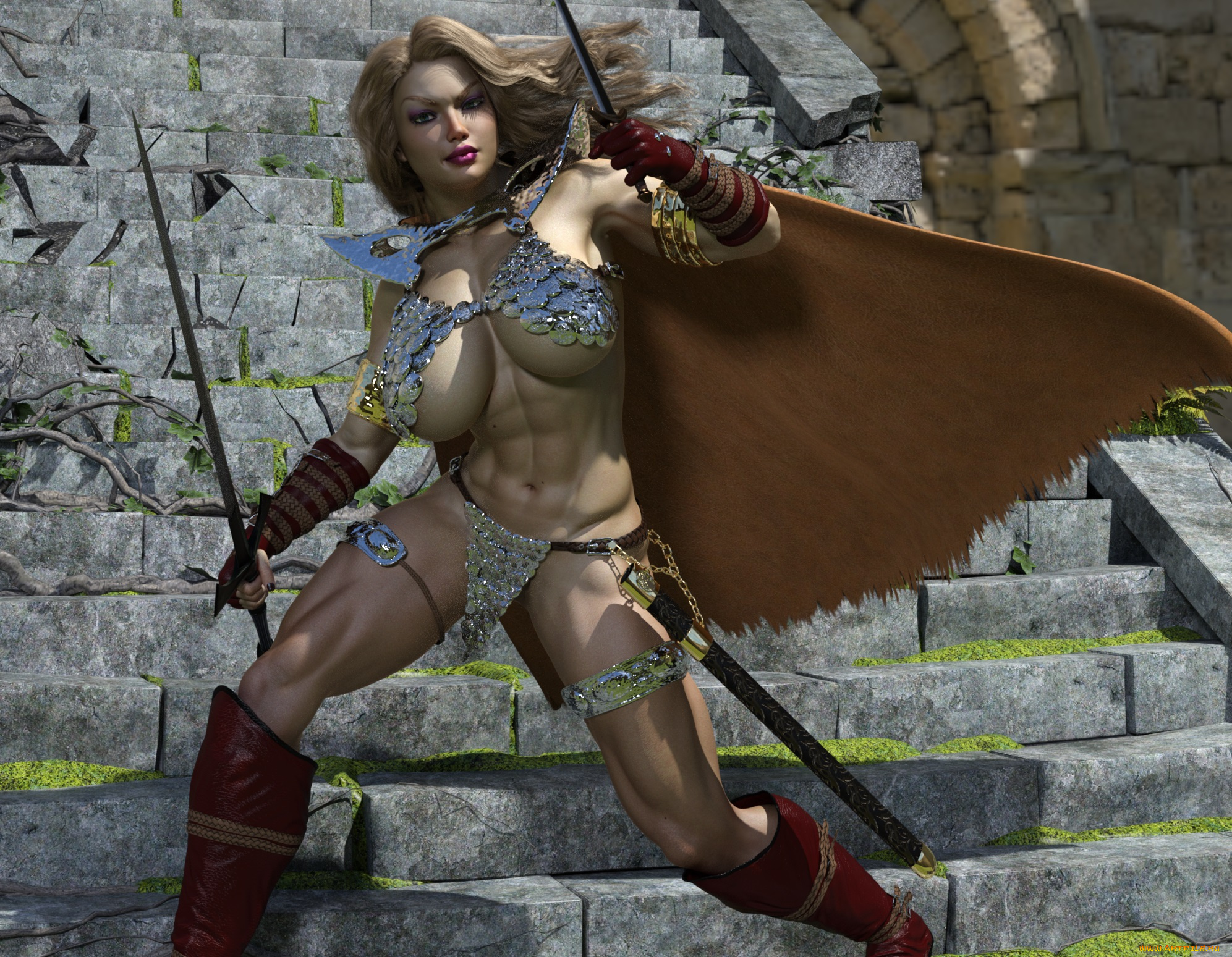 3д, графика, фантазия, , fantasy, девушка, взгляд, фон