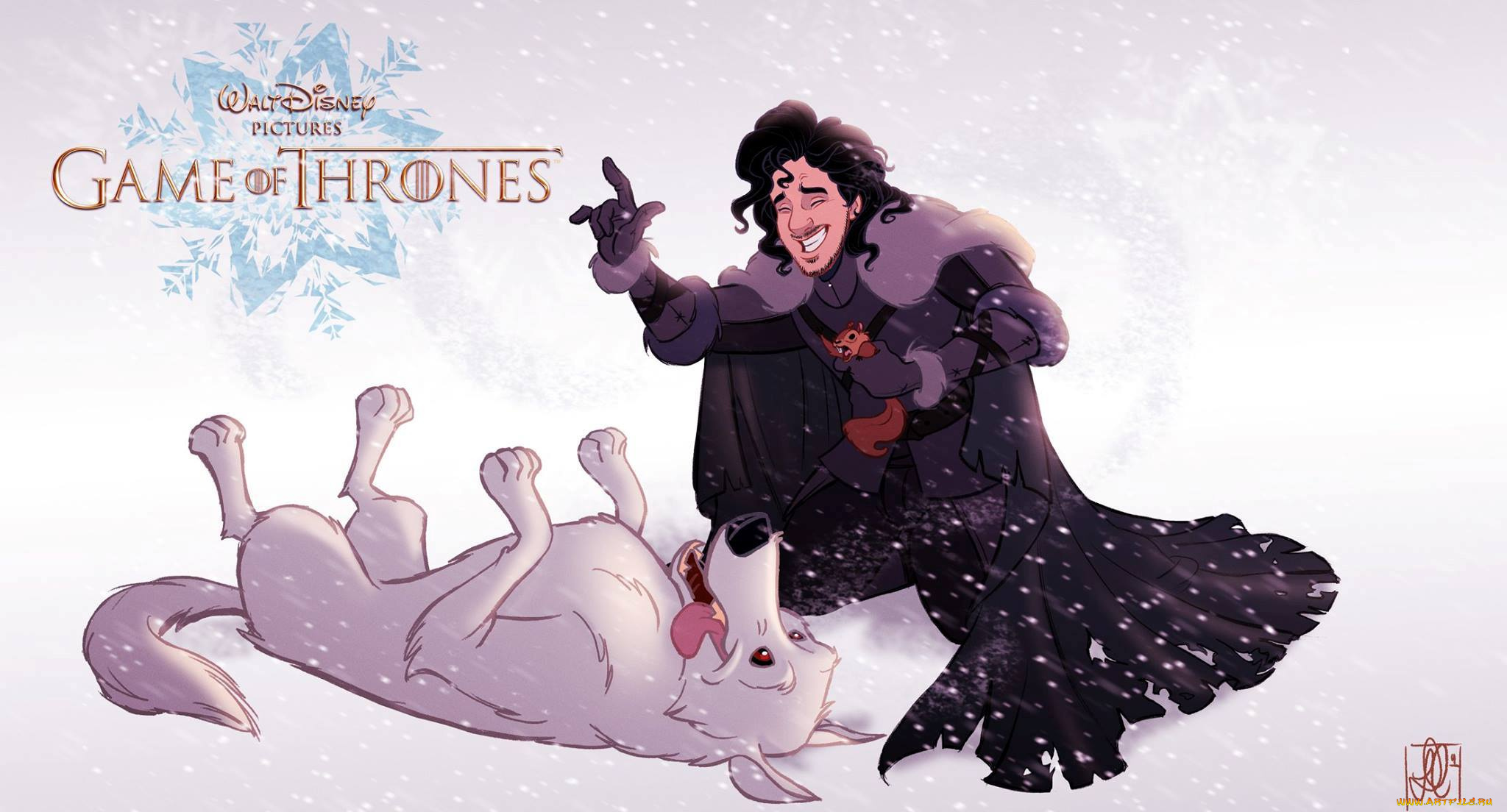 рисованное, кино, призрак, снег, белка, джог, сноу, лютоволк