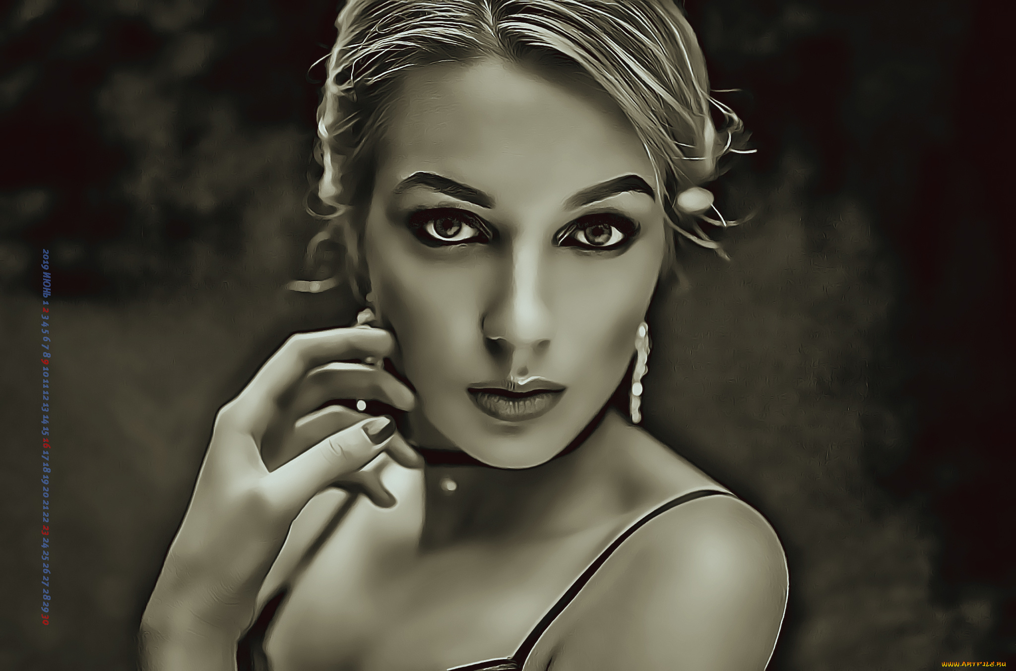 календари, компьютерный, дизайн, calendar, серьги, лицо, украшение, взгляд, девушка