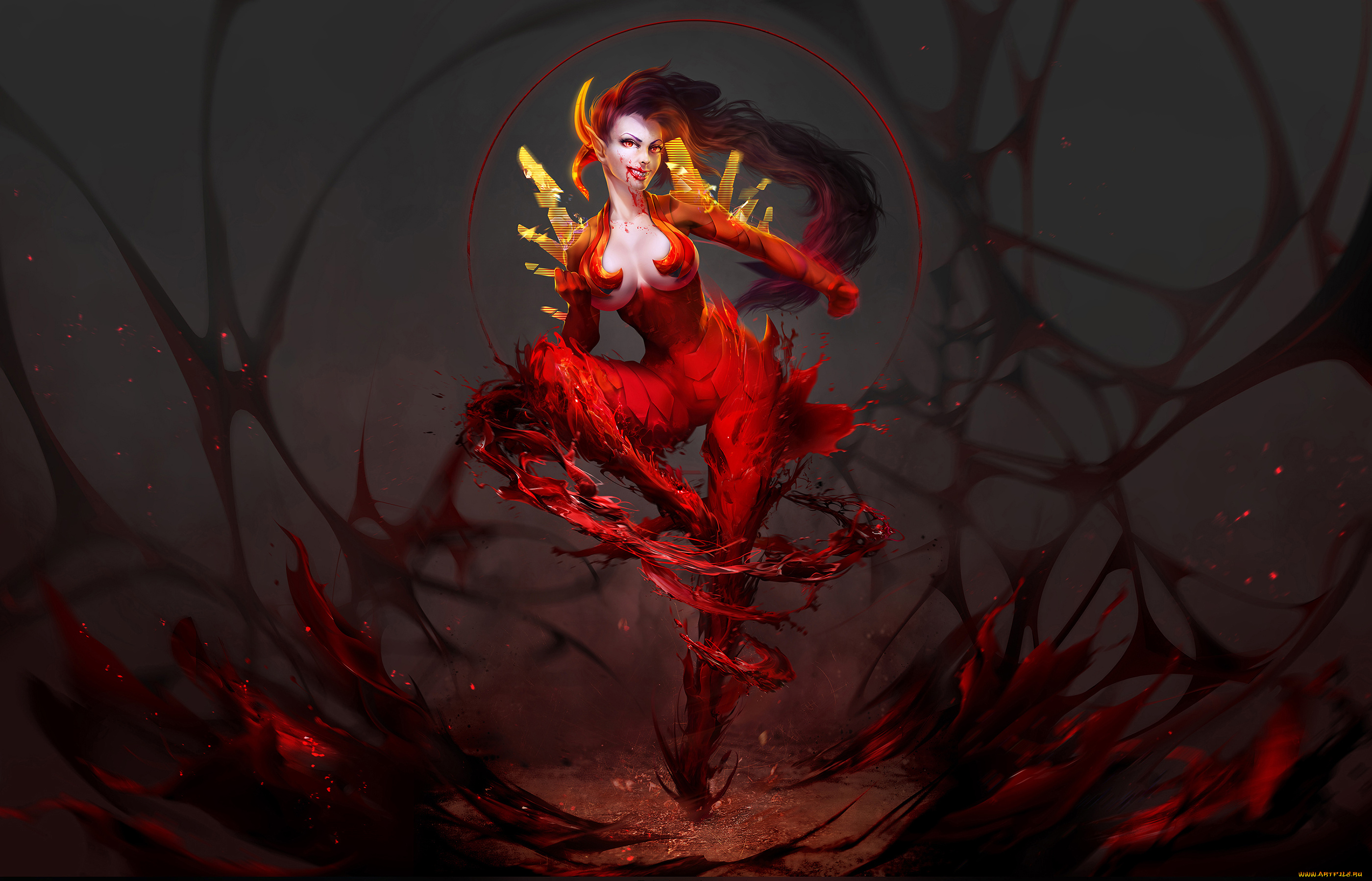 фэнтези, эльфы, девушка, фон, взгляд, униформа, улыбка