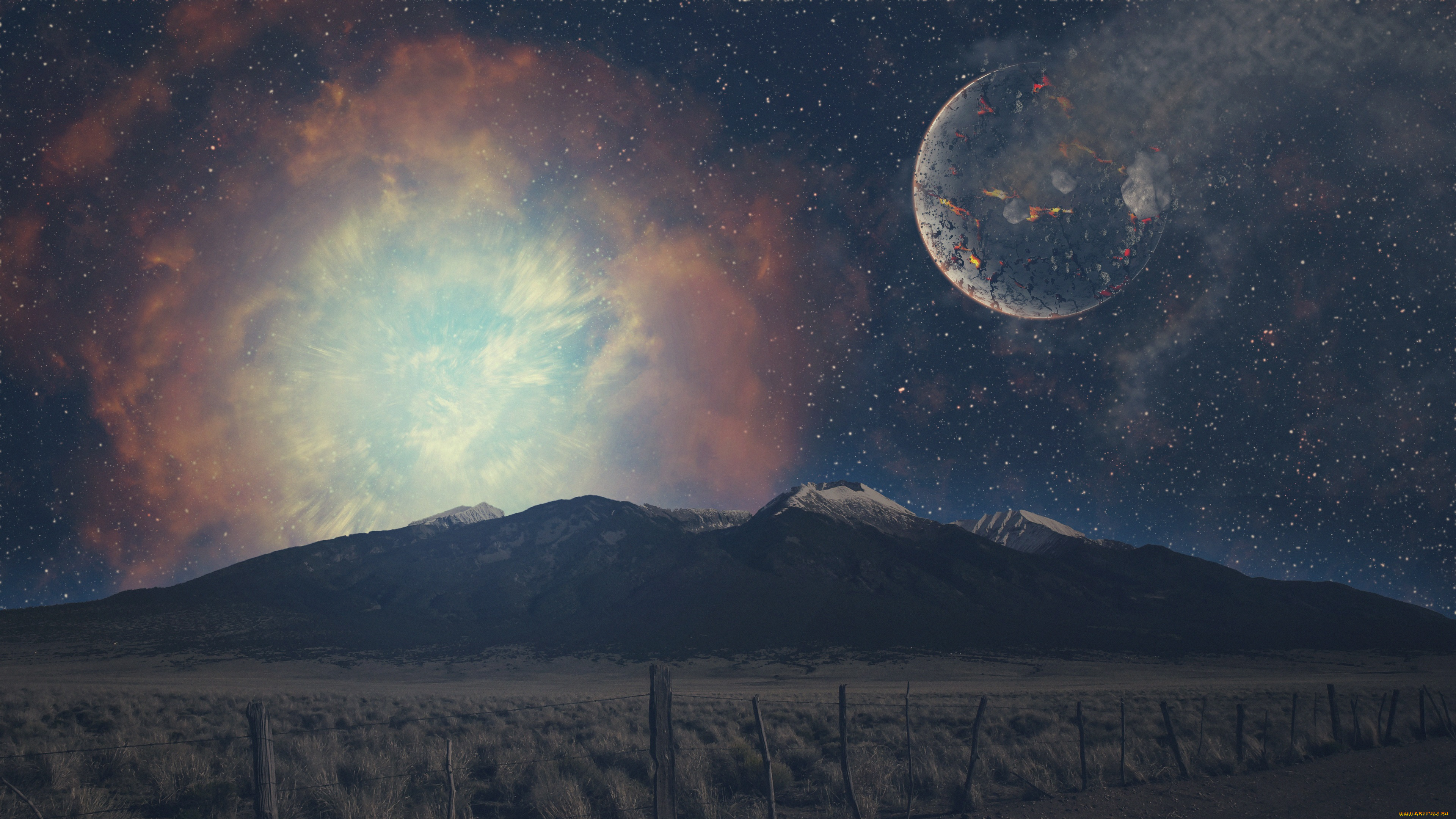 разное, компьютерный, дизайн, планета, горы