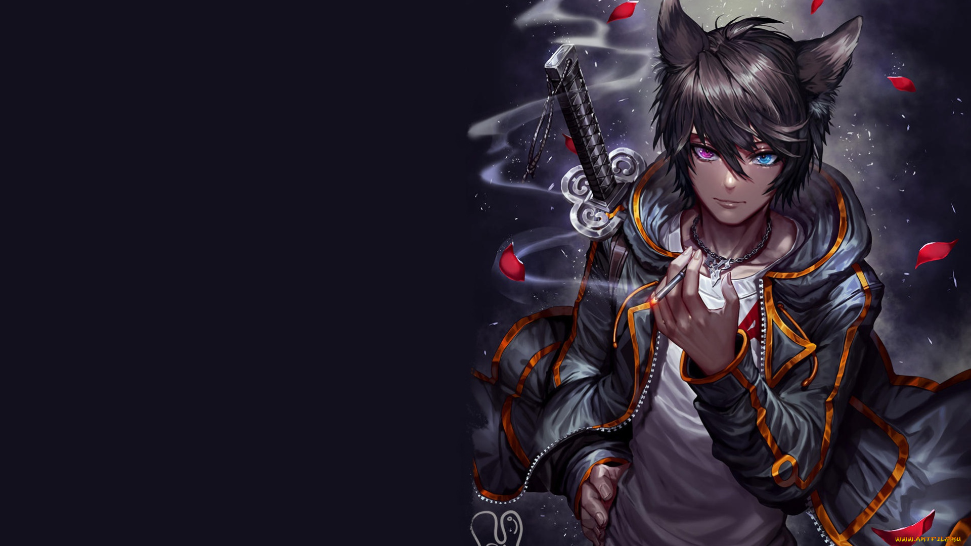 аниме, животные, , существа, парень