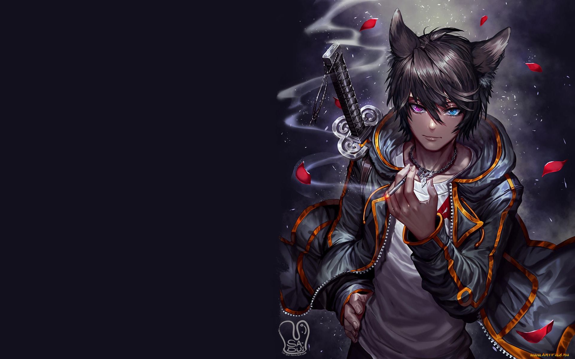 аниме, животные, , существа, парень