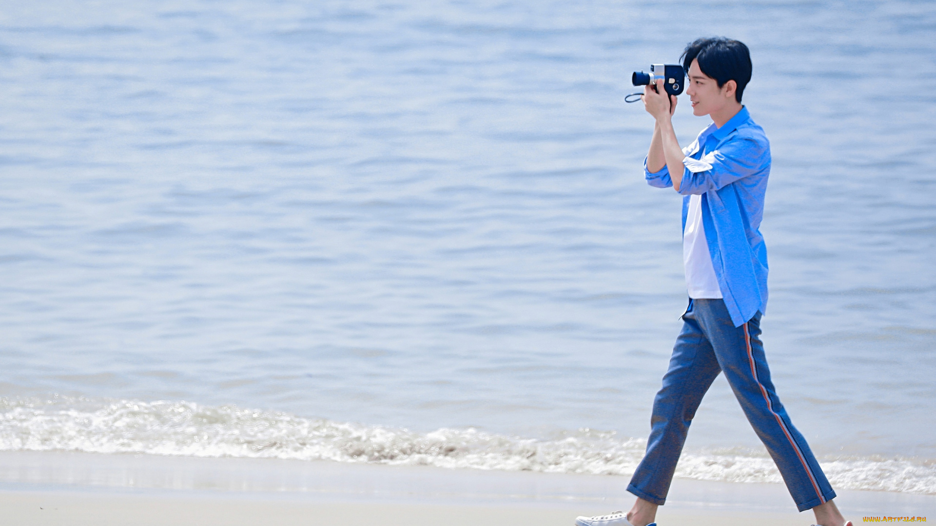 мужчины, xiao, zhan, актер, камера, море