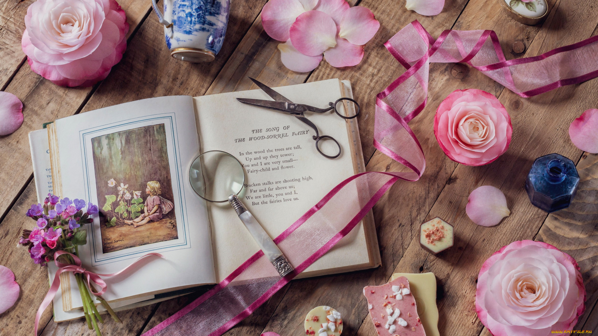 разное, канцелярия, , книги, лепестки, книга, лупа, камелии, розовые