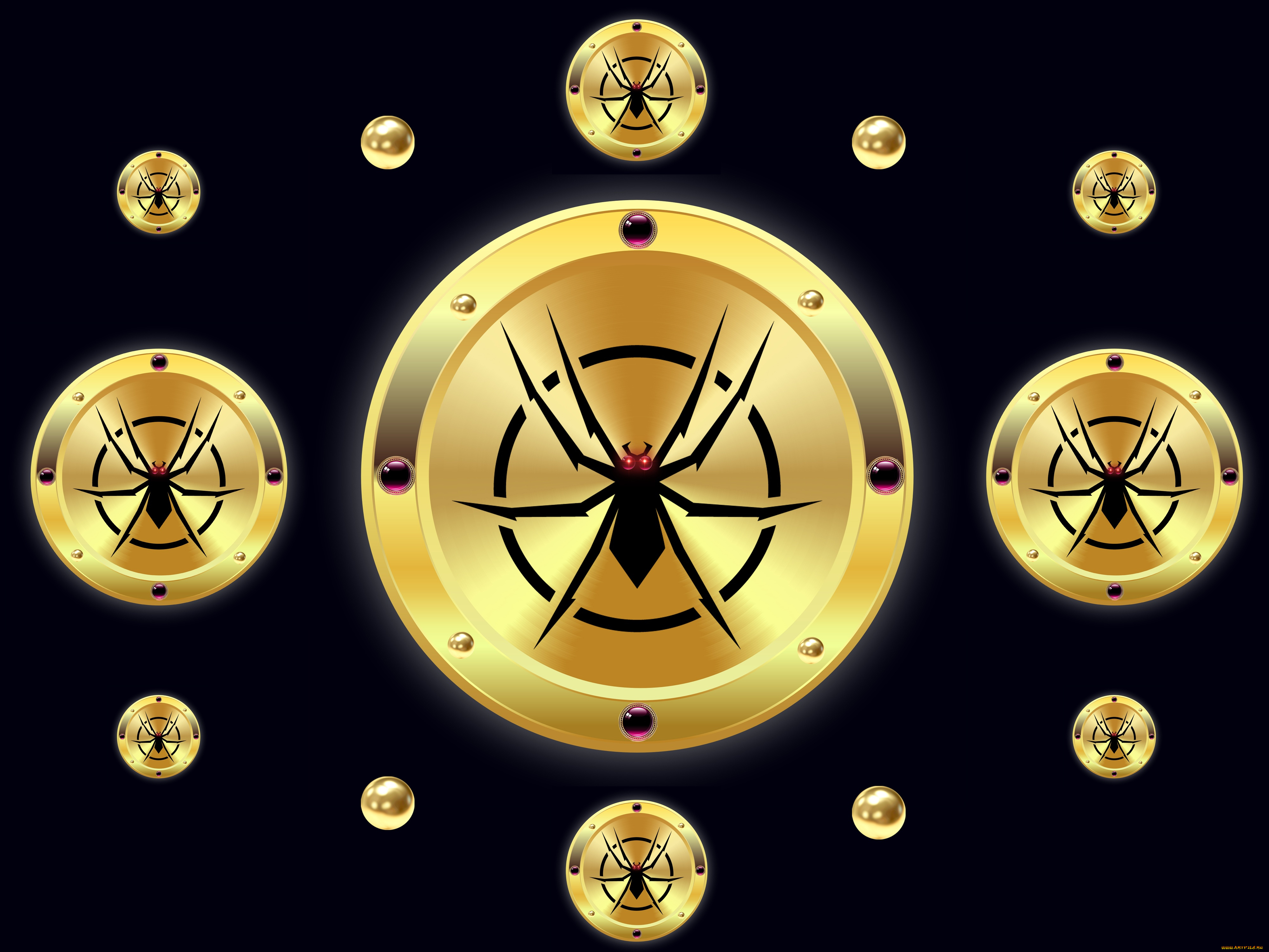 3д, графика, абстракция, , abstract, spider, gold, design, pattern