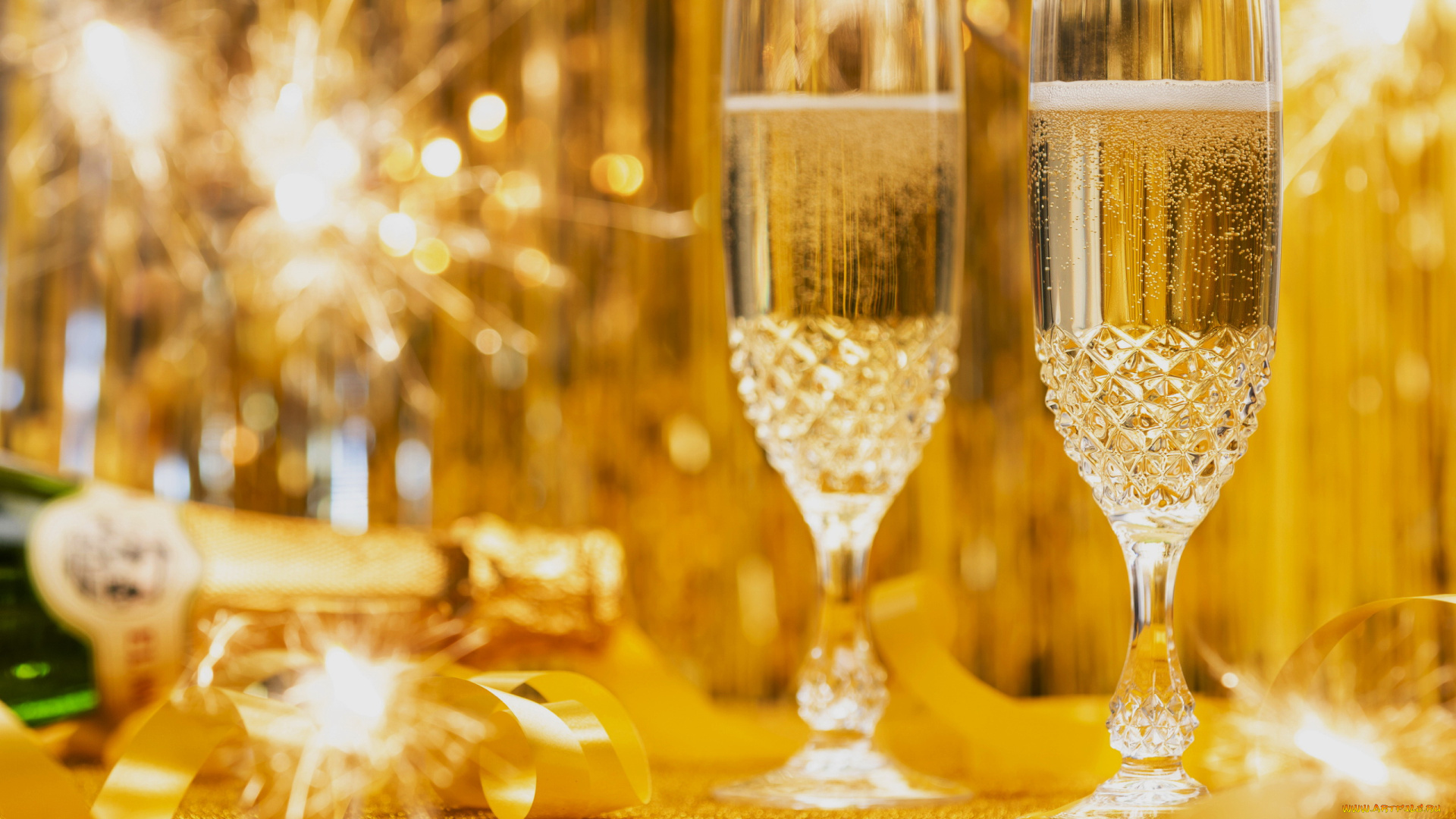 еда, напитки, праздник, хрустальные, бокалы, шампанское