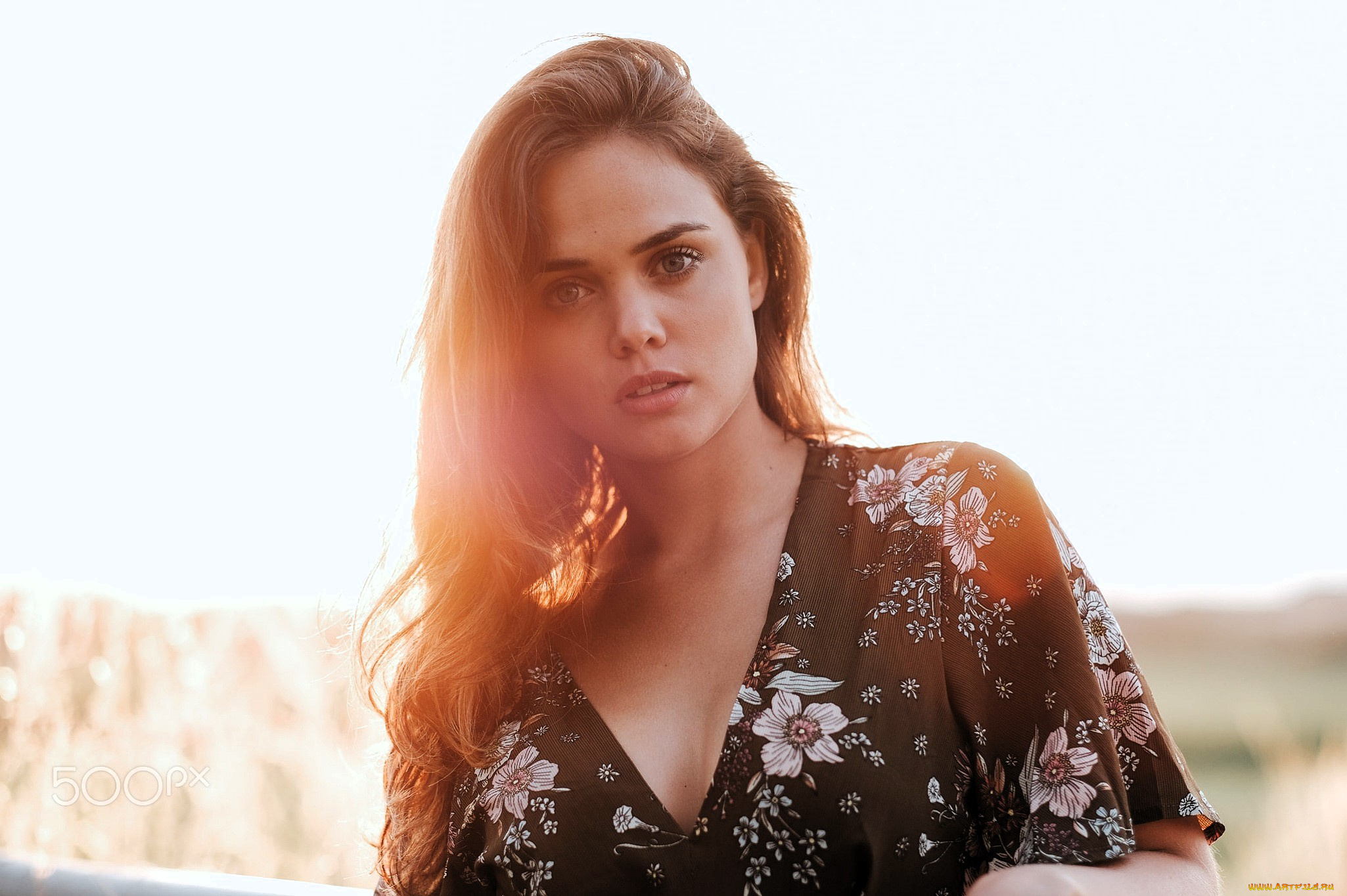 девушки, -, лица, , портреты, шатенка, лицо, платье