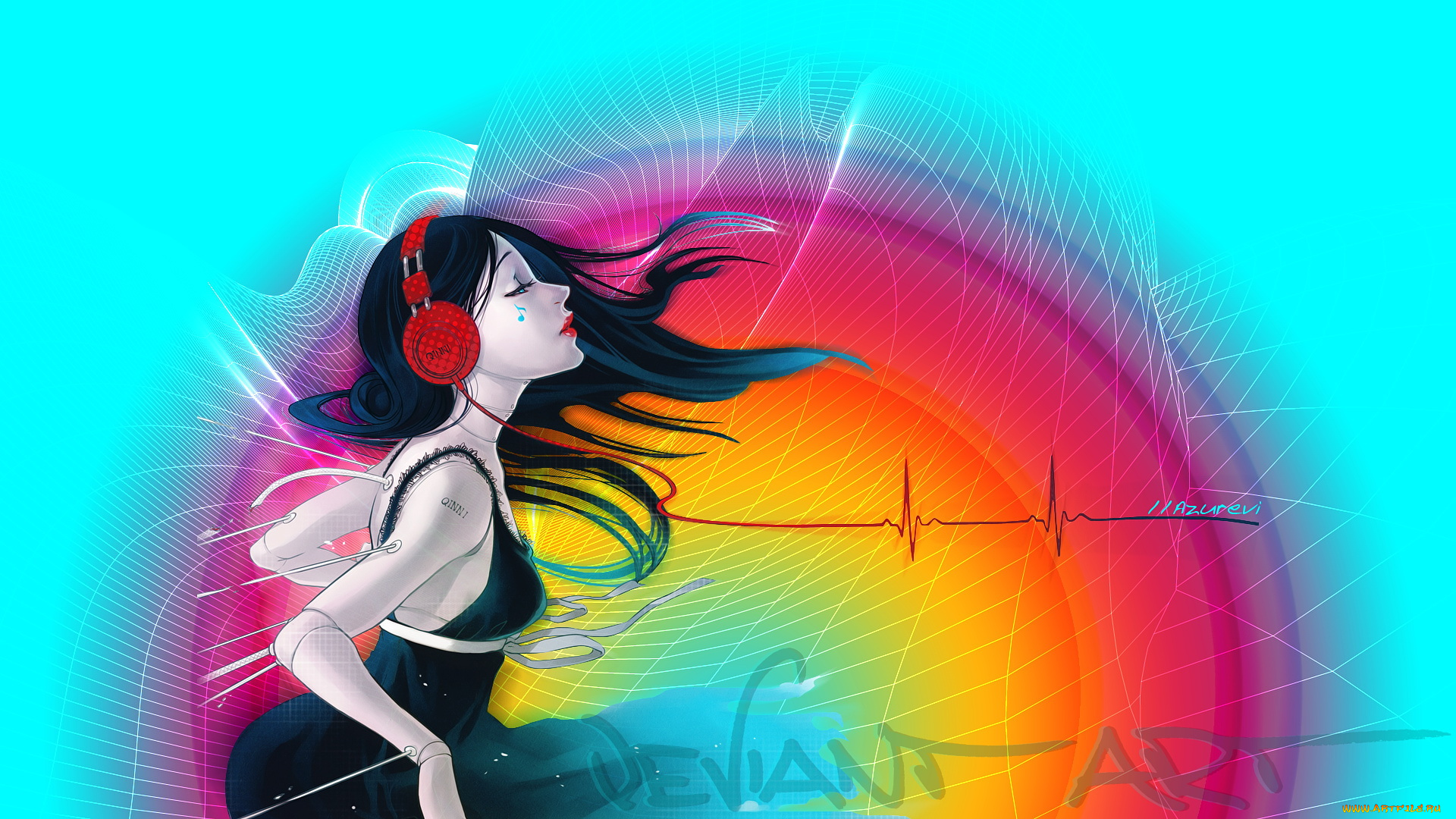 векторная, графика, девушка