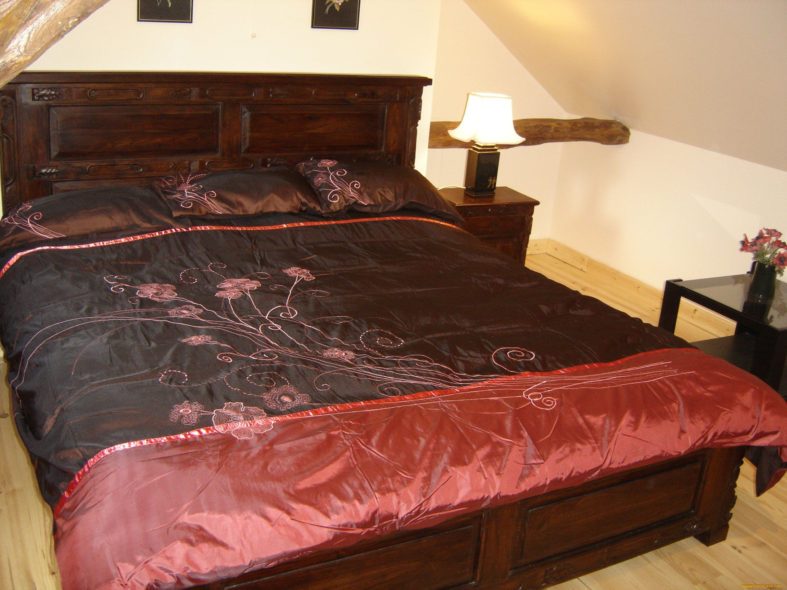 интерьер, спальня, покрывало, кровать