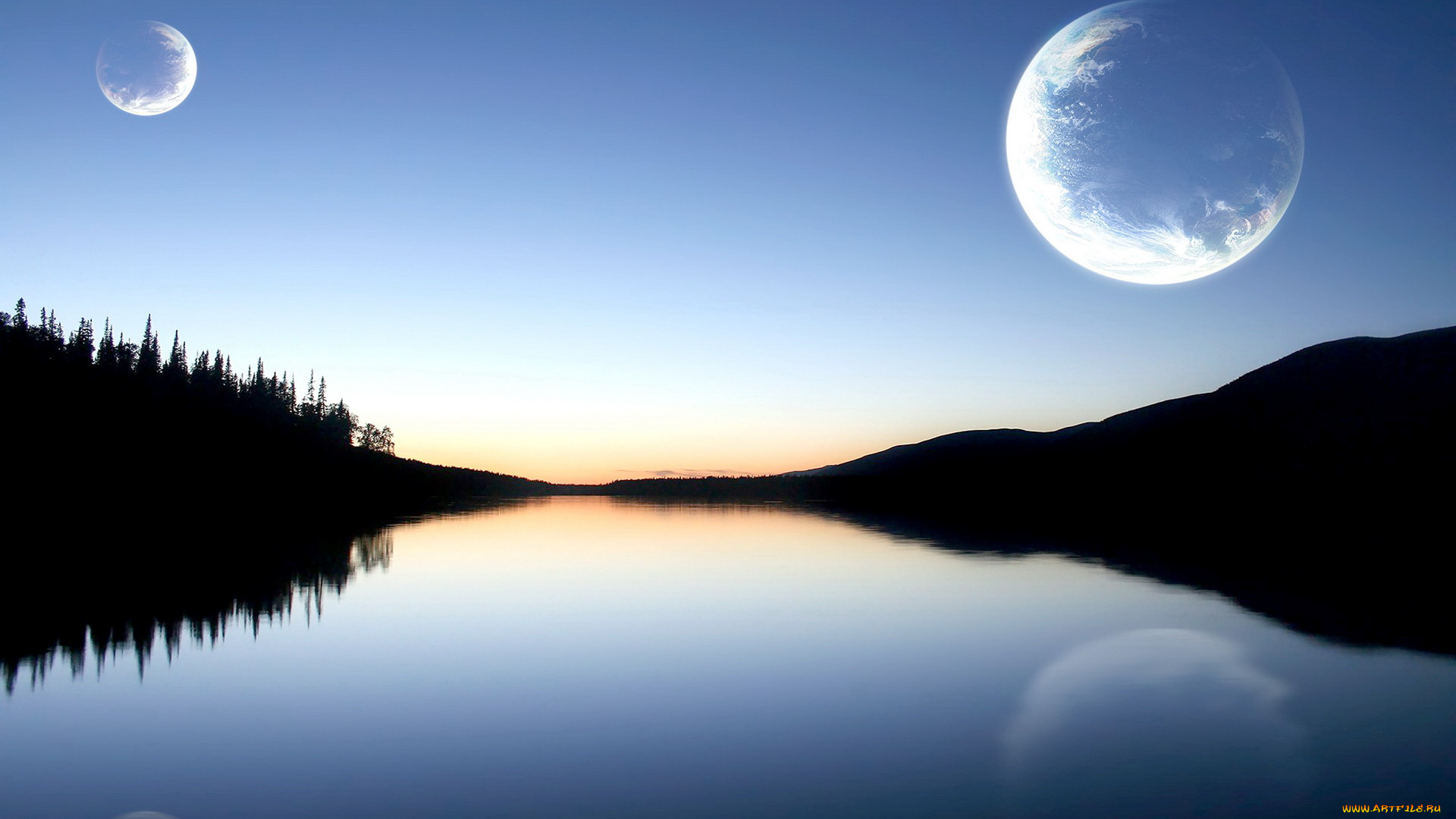 разное, компьютерный, дизайн, планеты, река