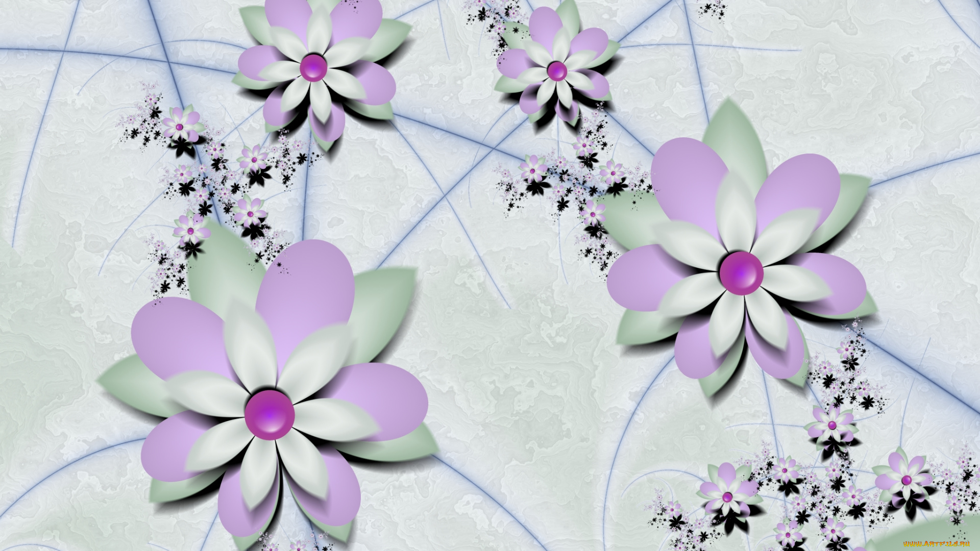 3д, графика, flowers, цветы, фон, узор, цвета, лепестки