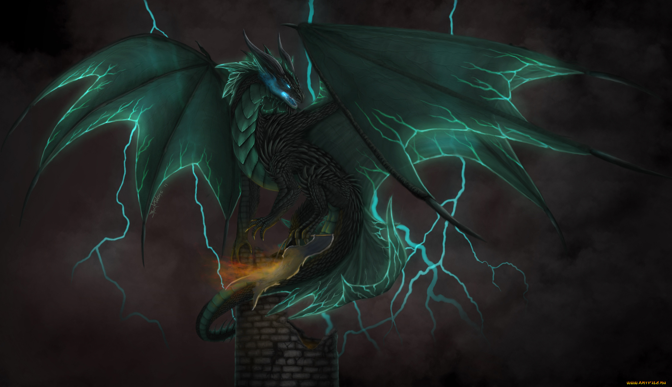 рисованные, животные, сказочные, мифические, дракон