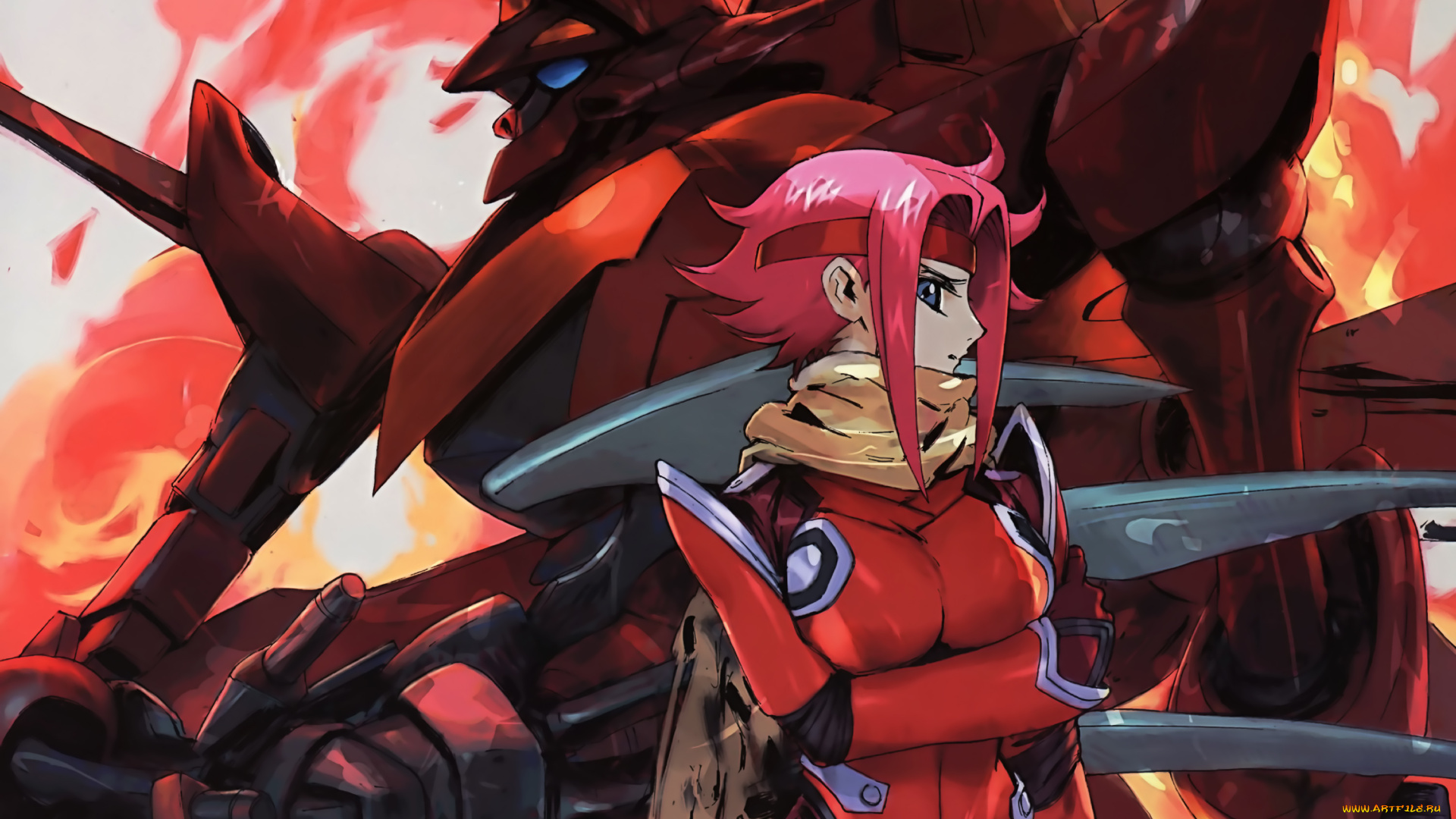 аниме, code, geass, арт, робот, красные, волосы, код, гиасс, девушка