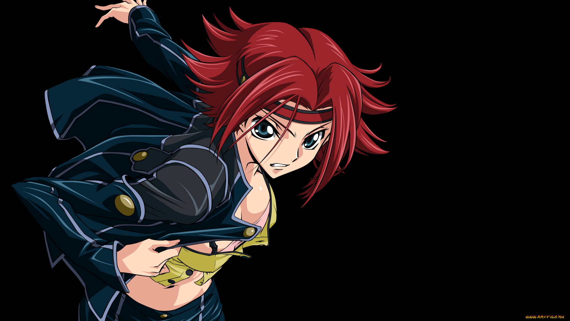 аниме, code, geass, девушка, чёрный, фон, код, гиасс