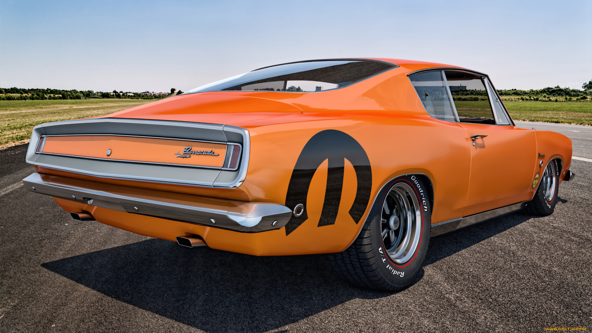 автомобили, 3д, 1968г, plymouth, barracuda