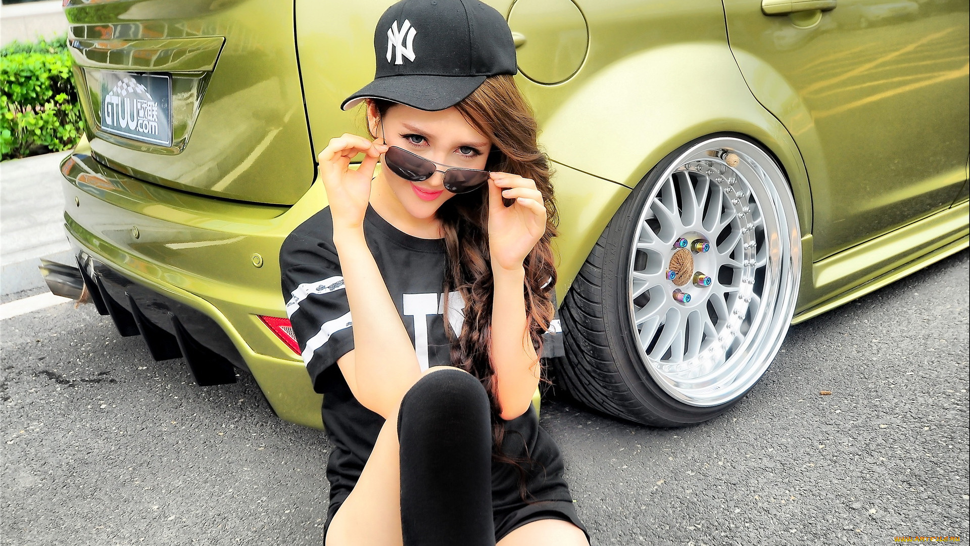 автомобили, авто, с, девушками, автомобиль, девушка, азиатка