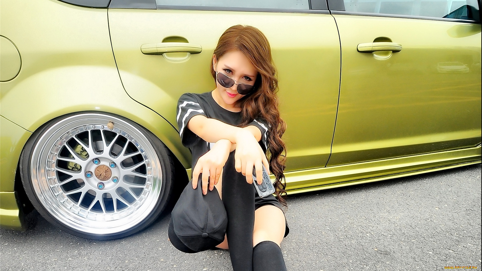 автомобили, авто, с, девушками, азиатка, автомобиль, девушка